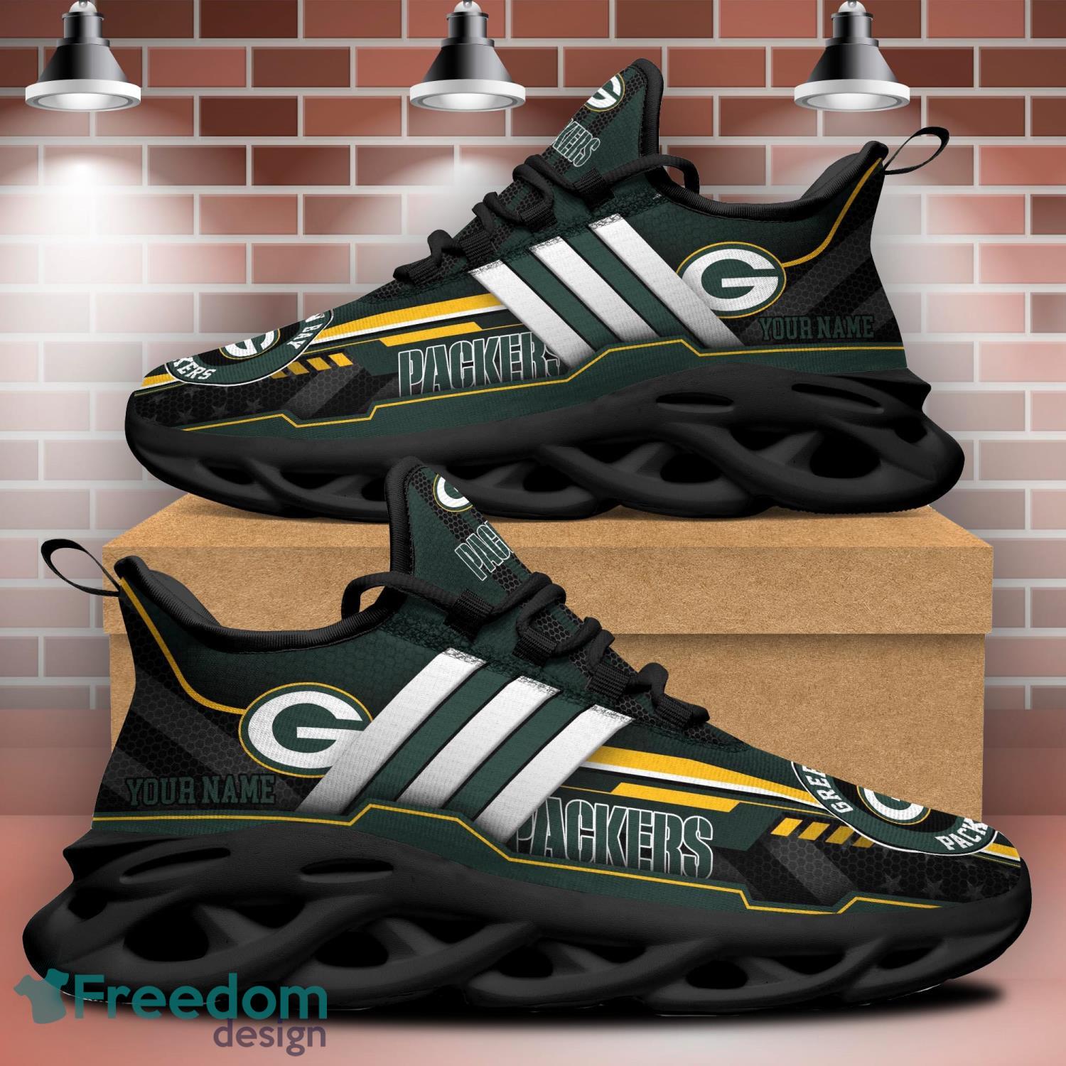 Green Bay Packers Max Soul Sneakers Running Sport Shoes Custom Name -  Freedomdesign