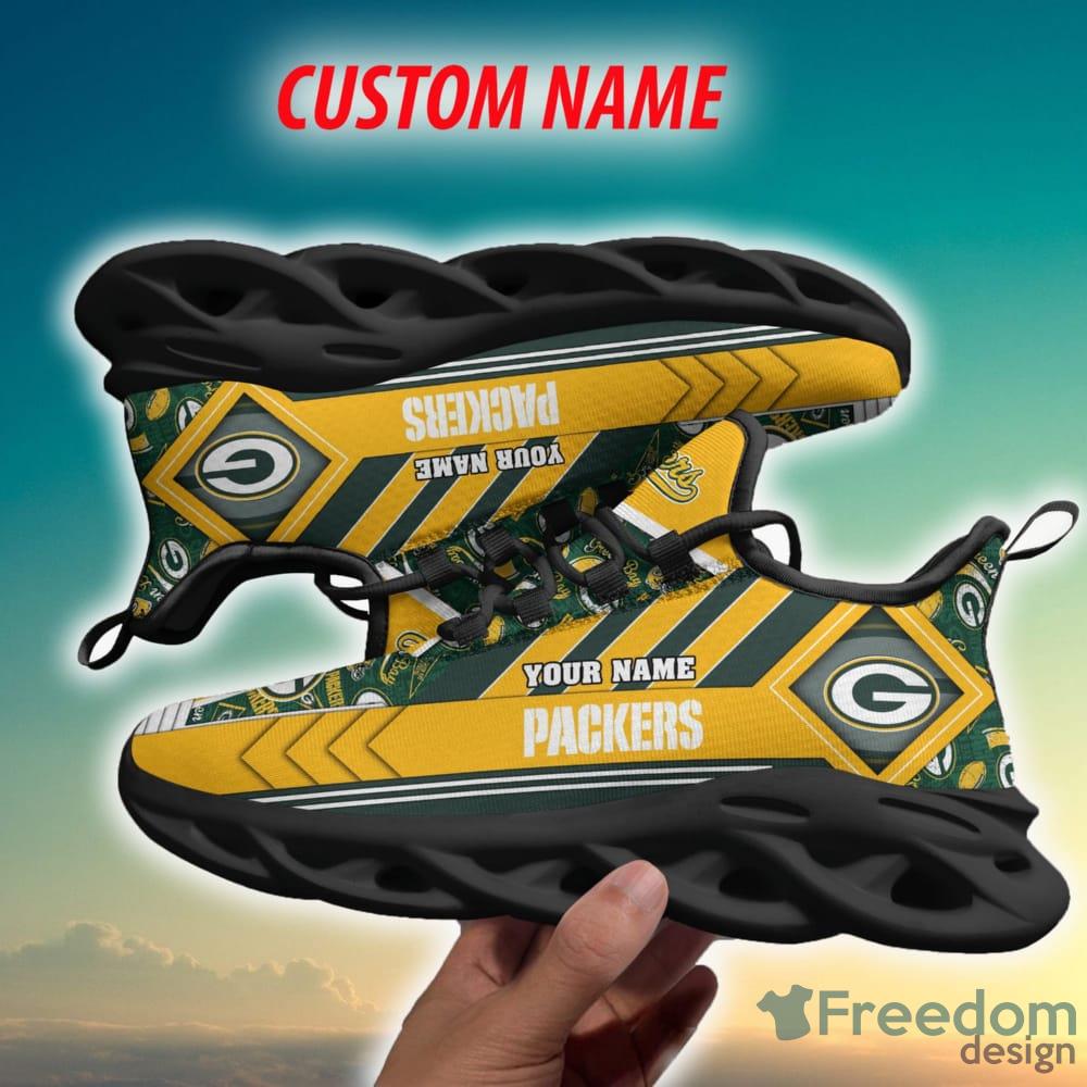 Familycustom Gifts, Green Bay Packers Custom Personalized Max Soul Sneakers Running Sport Shoes for Men Women, Men's Sneakers Black / US13 (EU47)