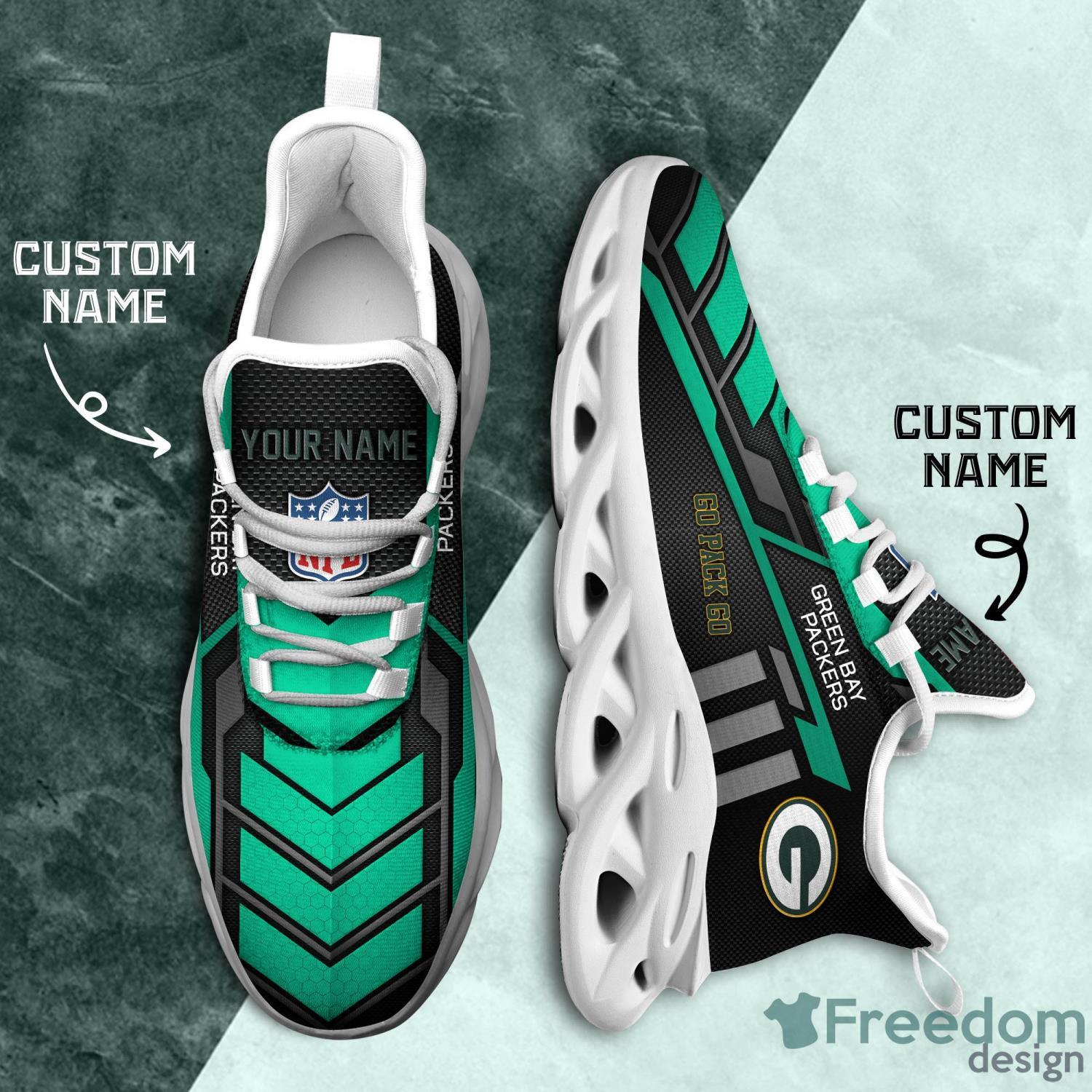 Green Bay Packers Max Soul Sneakers Running Sport Shoes Custom Name -  Freedomdesign