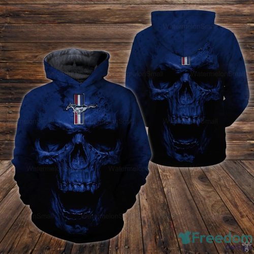 Halloween Ford Mustang Hoodie Car Lover Skull Blue Gift For Men And Women - Halloween Ford Mustang Hoodie Car Lover Skull Blue Gift For Men And Women