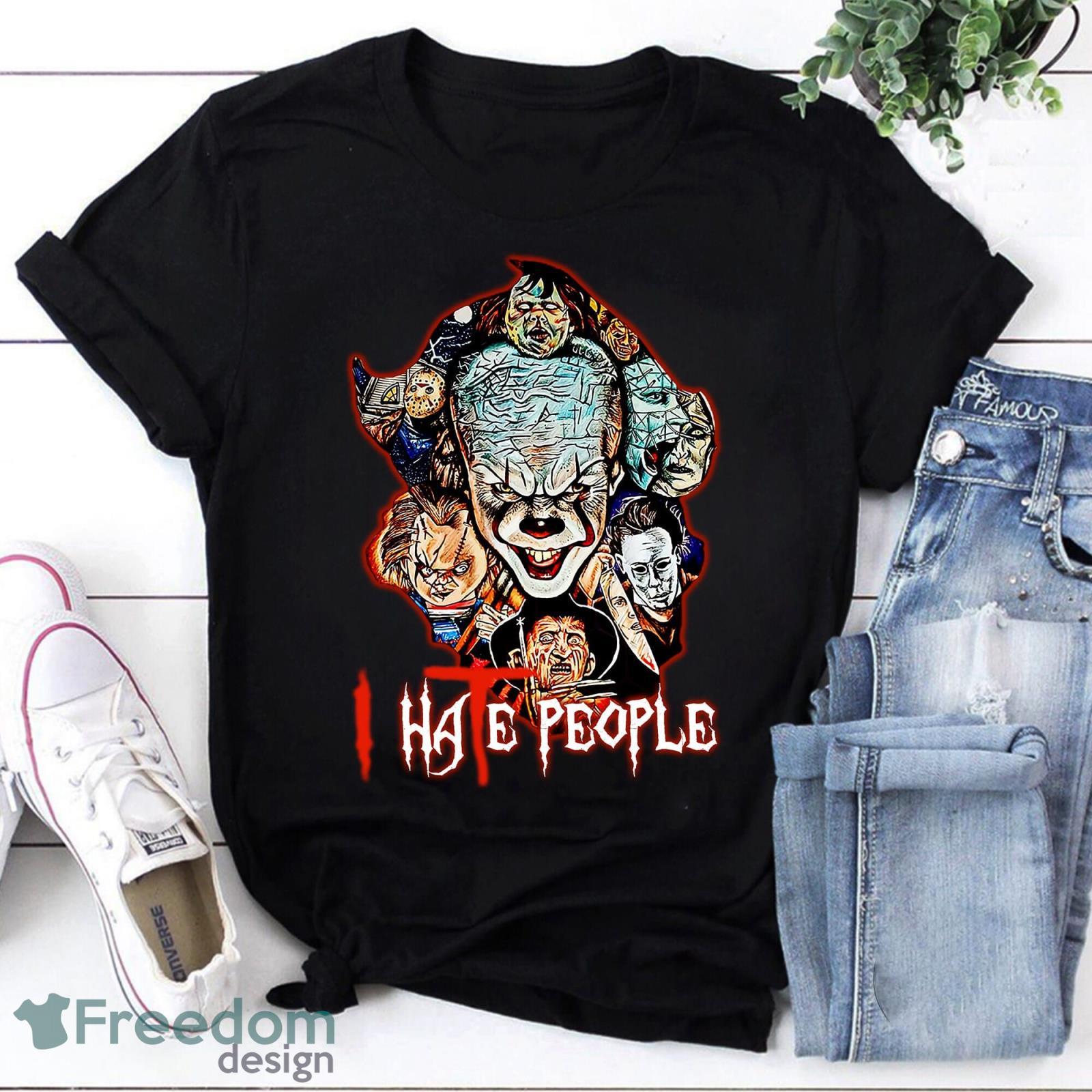 Halloween Horror Characters I Hate People Vintage T-Shirt Friends Halloween Shirt Scary Halloween Product Photo 1