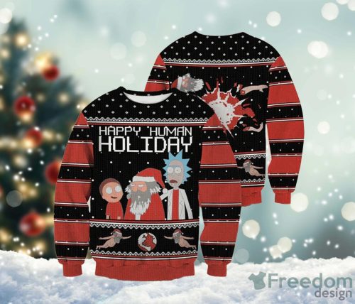 Happy Human Holiday Rick And Morty Ugly Sweater Christmas Ugly Sweater For Holiday Xmas Family Gift Product Photo 1