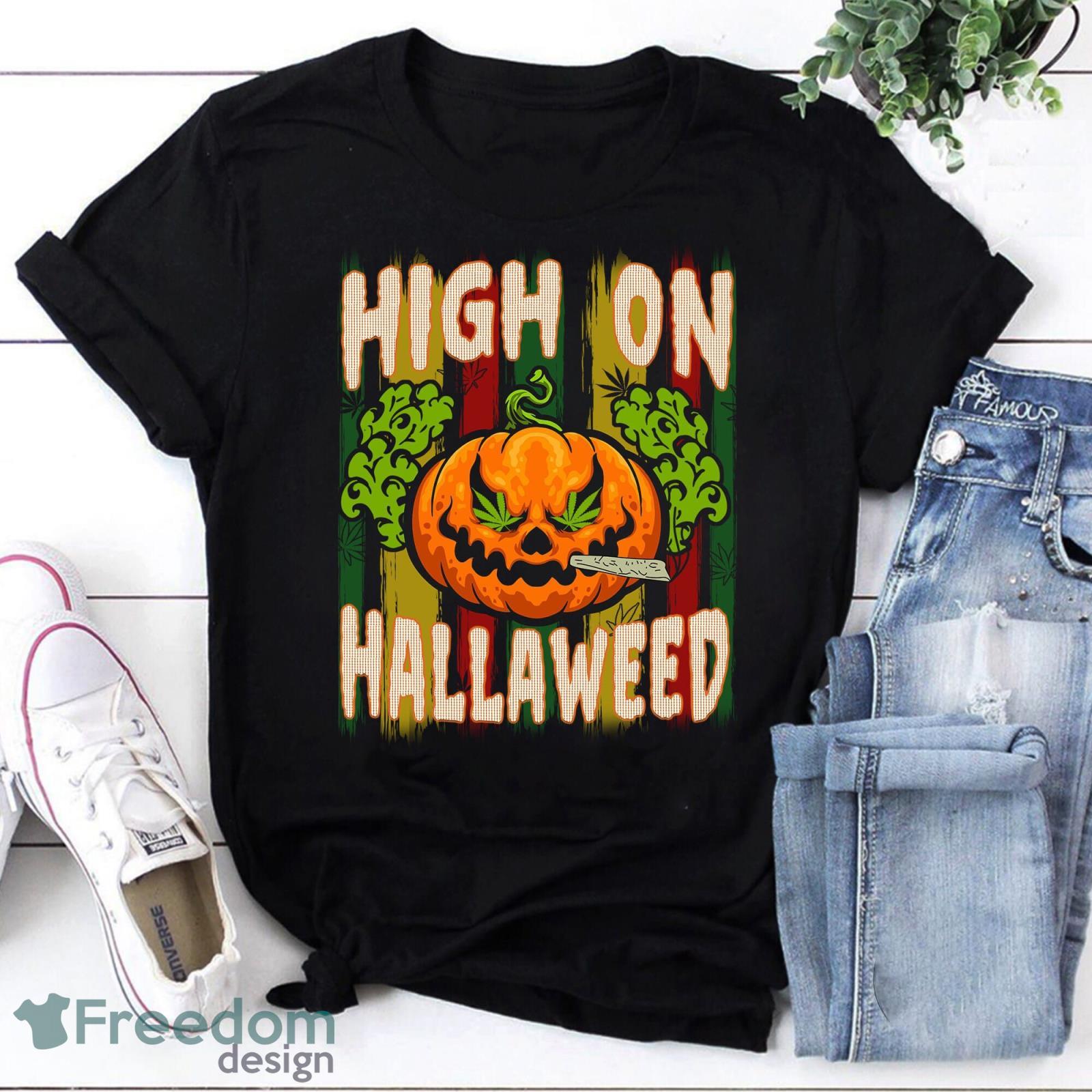 High On Hellaweed Vintage T-Shirt – Funny Cannabis Weed Shirt Halloween Weed Shirt Funny Halloween Shirt Product Photo 1