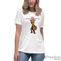 Houston Rockets NBA Basketball Groot Marvel Guardians Of The Galaxy T Shirt image Houston Rockets NBA Basketball Groot Marvel Guardians Of The Galaxy T Shirt - Women's Relaxed Short Sleeve Jersey Tee