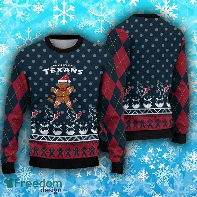 Houston Texans Fans Gingerbread Man Ugly Christmas Sweater Gift -  Freedomdesign