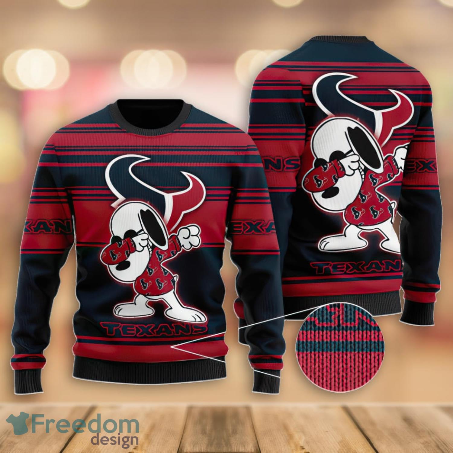 Houston Texans Snoopy Dabbing Christmas Gift All Over Print Ugly Christmas  Sweater For Fans - Freedomdesign