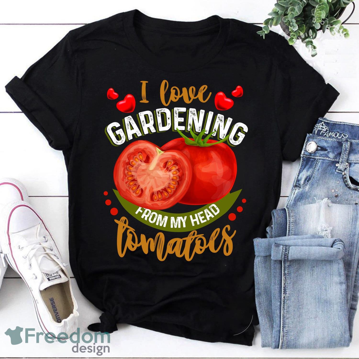 I Love Gardening From My Head Tomatoes Vintage T-Shirt – Funny Gardening Shirt Product Photo 1