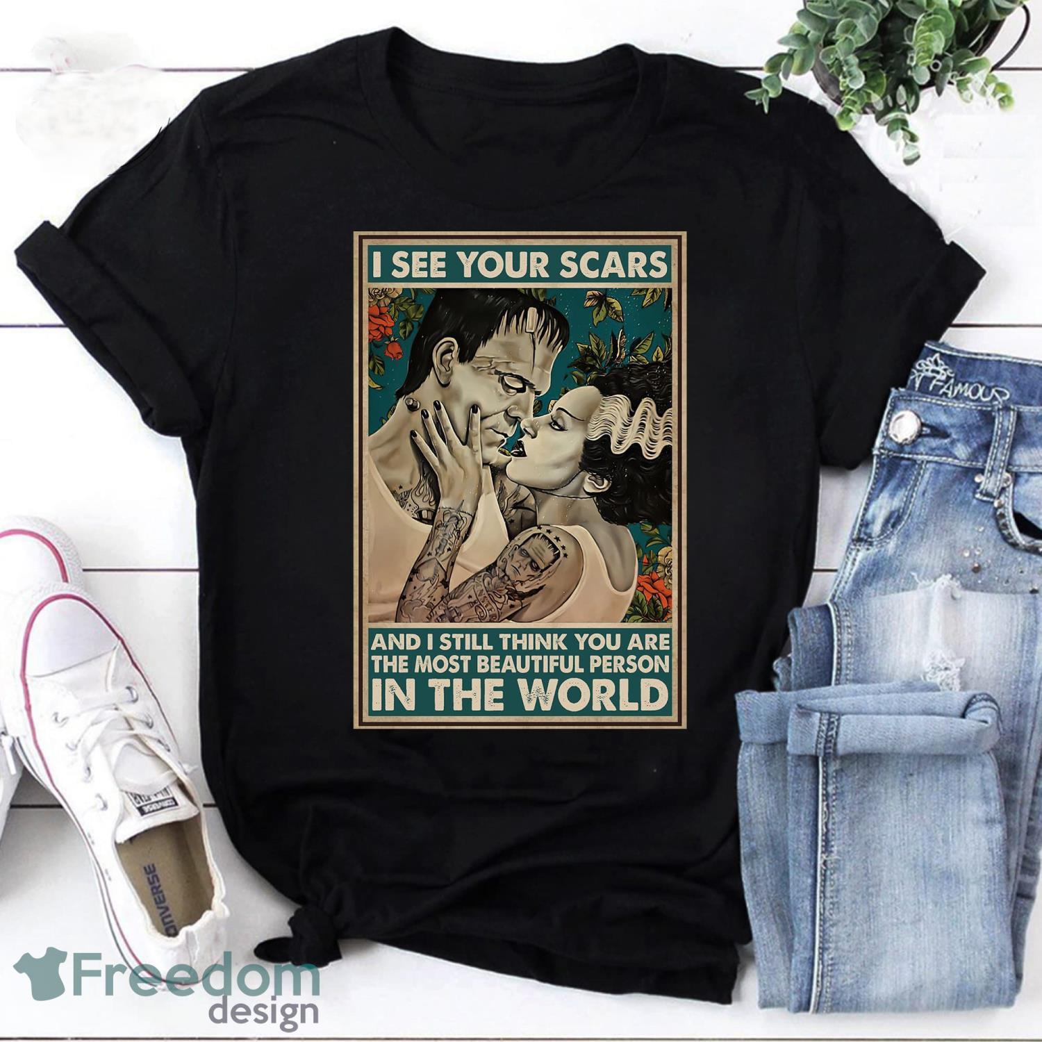 I See Your Scars And I Still Think You Are The Most Beautiful Person Vintage The Bride Of Frankenstein Unisex Vintage T-Shirt Product Photo 1