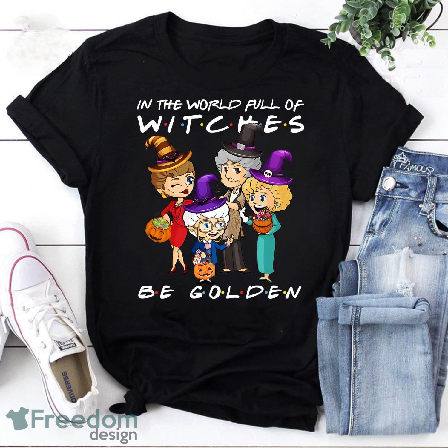 In A World Full Of Witches Be Golden Vintage T-Shirt Be Golden Witches Shirt Funny Golden Girls Shirt Product Photo 1