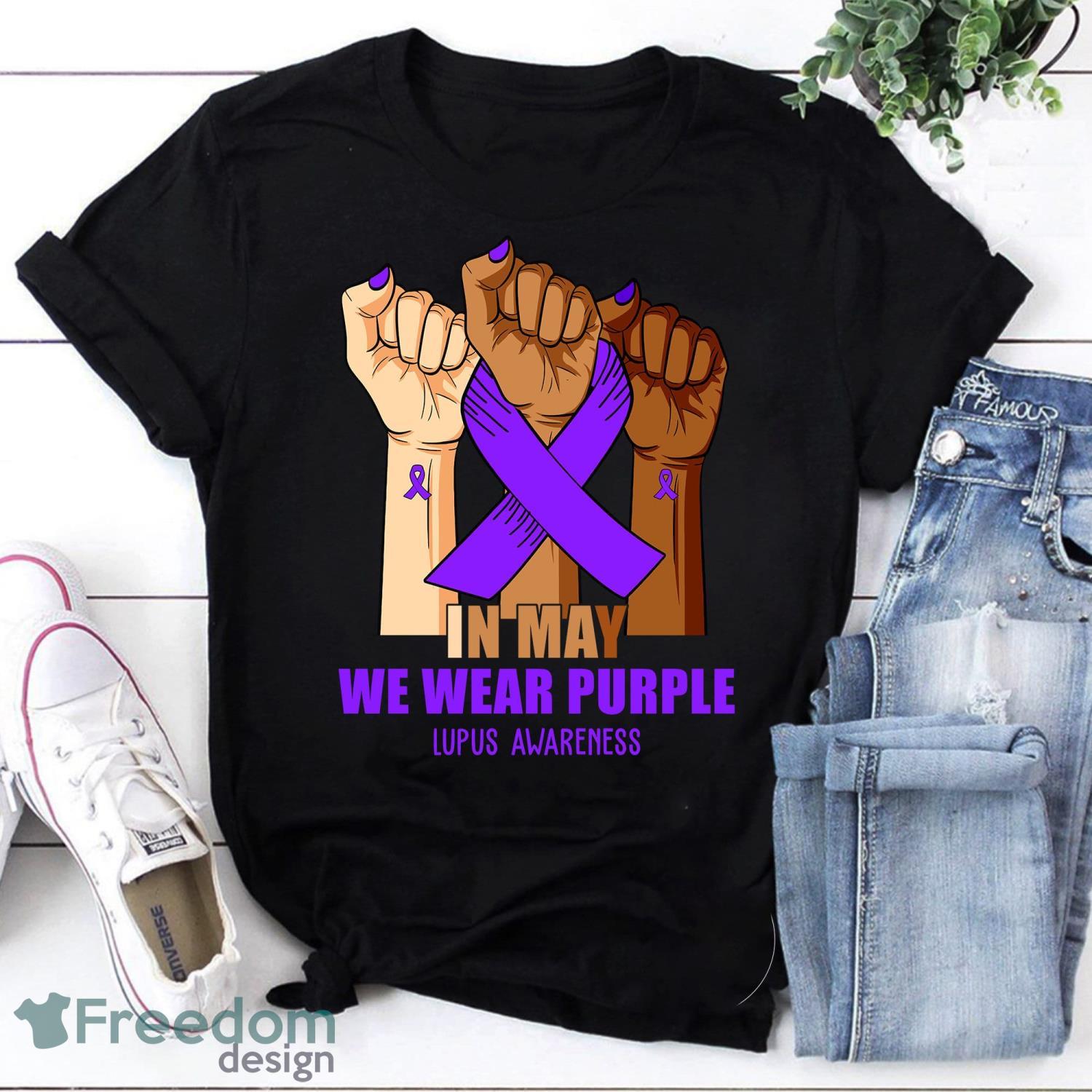 In May We Wear Purple Lupus Awareness Vintage T-Shirt Lupus Awareness Shirt Product Photo 1