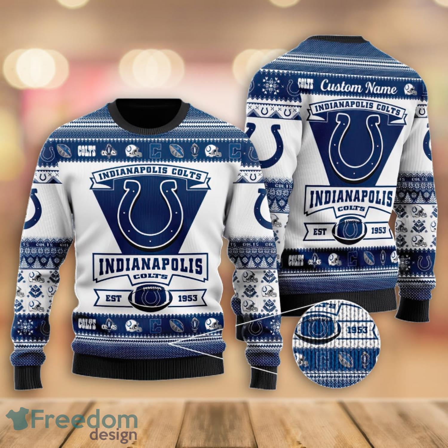 NFL Seattle Seahawks Custom Name Text Santa Down The Chimney Christmas Gift  All Over Print Ugly Christmas Sweater - Freedomdesign