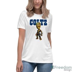 Indianapolis Colts NFL Football Groot Marvel Guardians Of The Galaxy T Shirt - Women's Relaxed Short Sleeve Jersey Tee