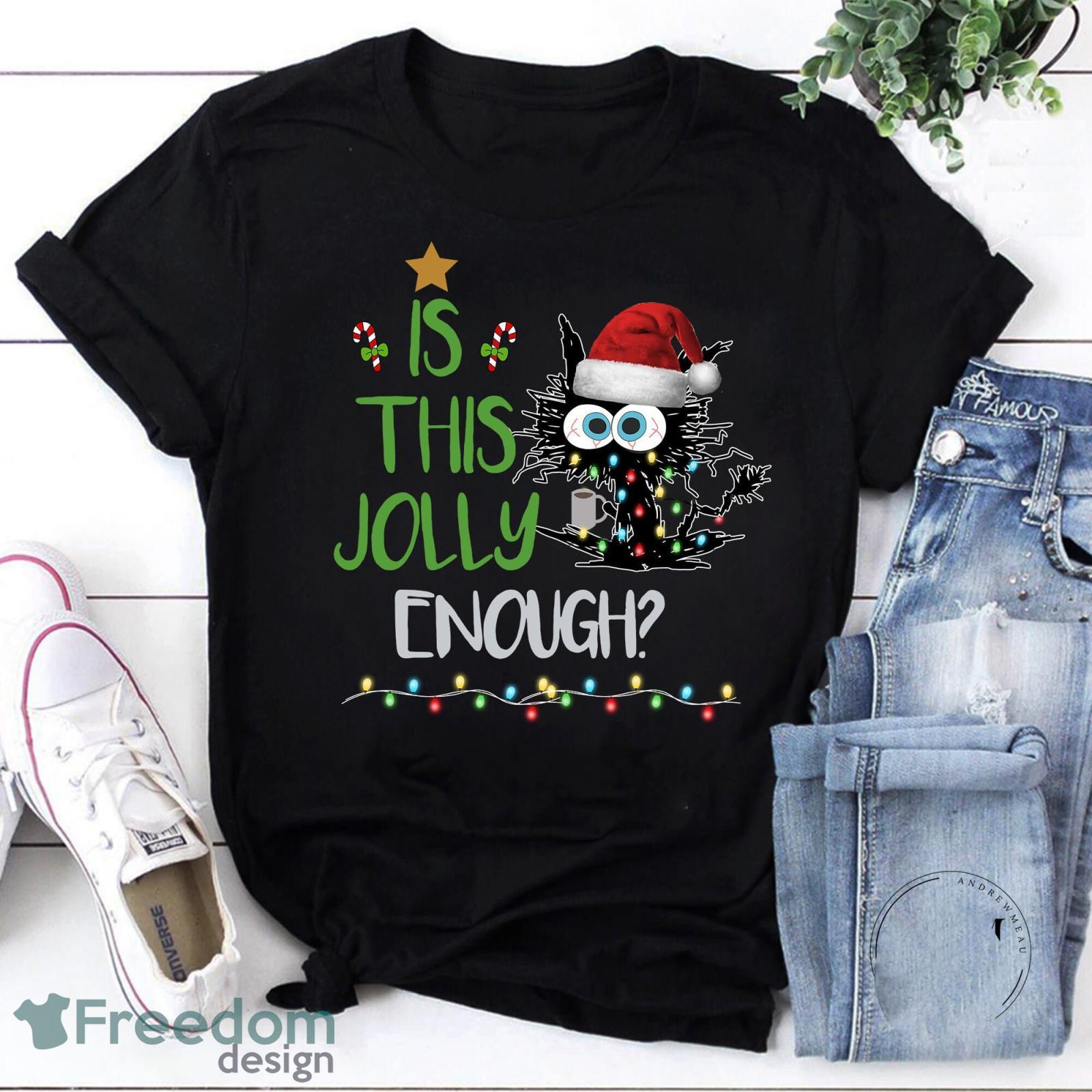 Is This Jolly Enough Vintage T-Shirt Cat Christmas Shirt Cat Shirt For Cat Lover Shirt Product Photo 1