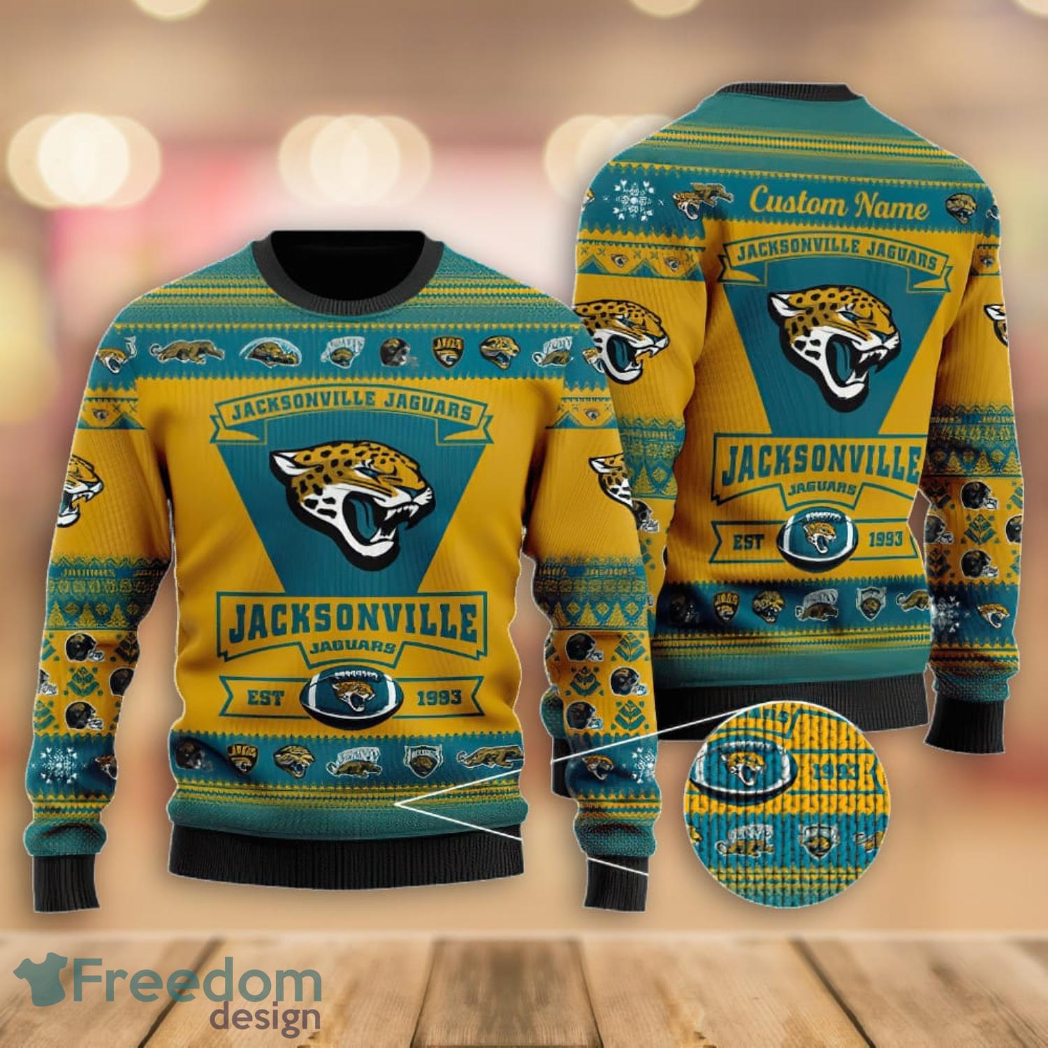 Jacksonville Jaguars Football Team Logo Custom Christmas Gift All Over  Print Ugly Christmas Sweater - Freedomdesign