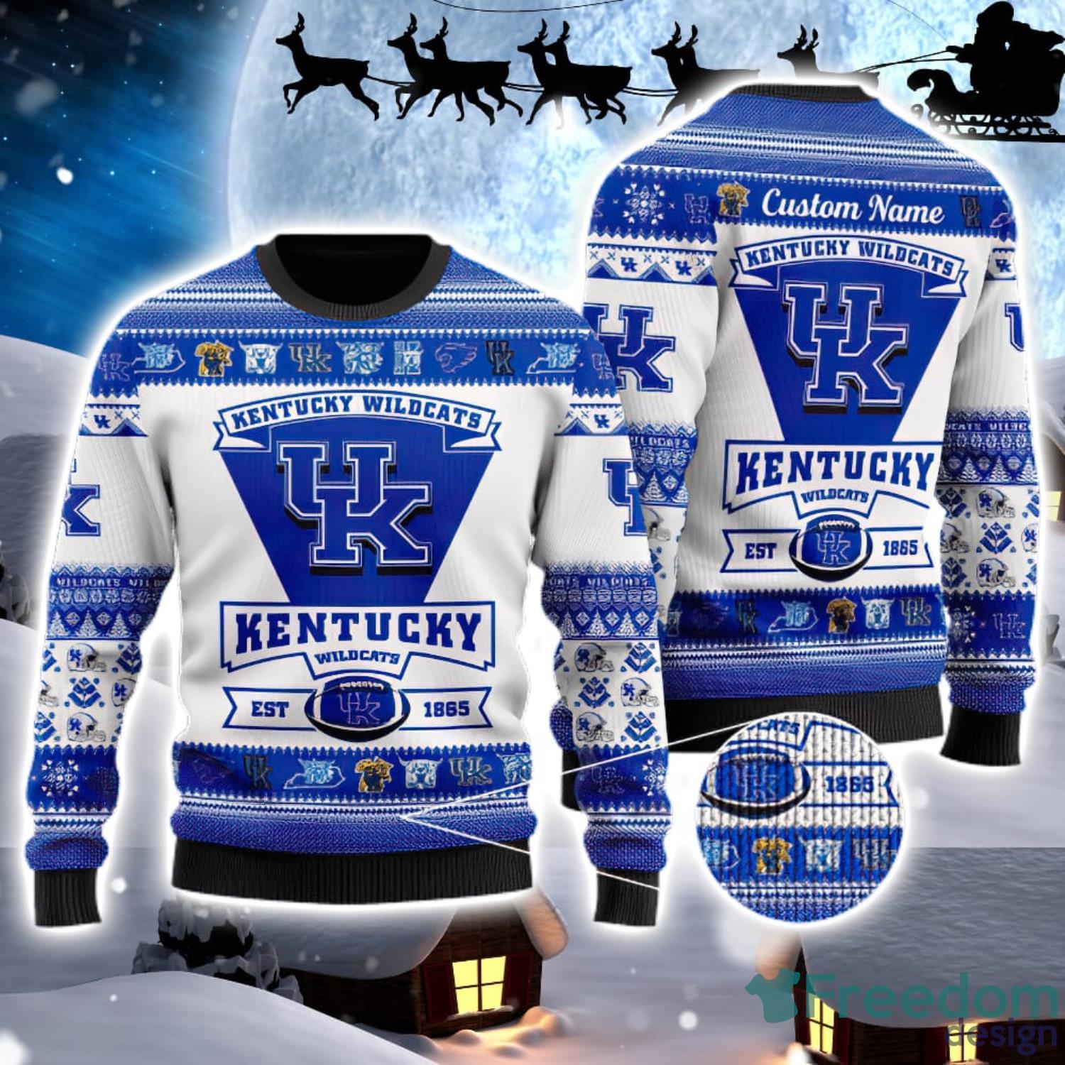 Kentucky Wildcats Logo Custom Name For Football Fans Ugly Christmas Sweater Christmas Gift Product Photo 1