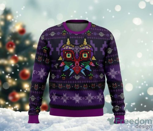 Legend of Zelda Majoras Mask Seamless Pattern Ugly Sweater Christmas Ugly Sweater For Holiday Xmas Family Gift Product Photo 1