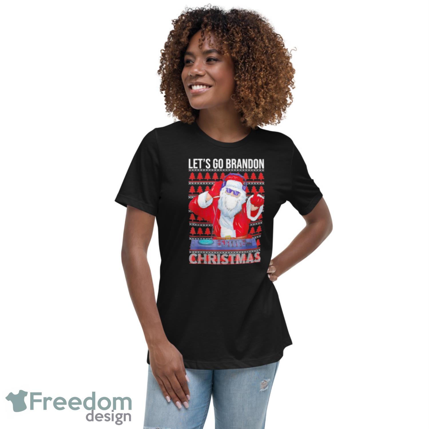 Let’s Go Brandon Meme Ugly Christmas DJ Sweater Tee Shirt - Womens Relaxed Short Sleeve Jersey Tee Let’s Go Brandon Meme Ugly Christmas DJ Sweater Tee Shirt - Womens Relaxed Short Sleeve Jersey Tee