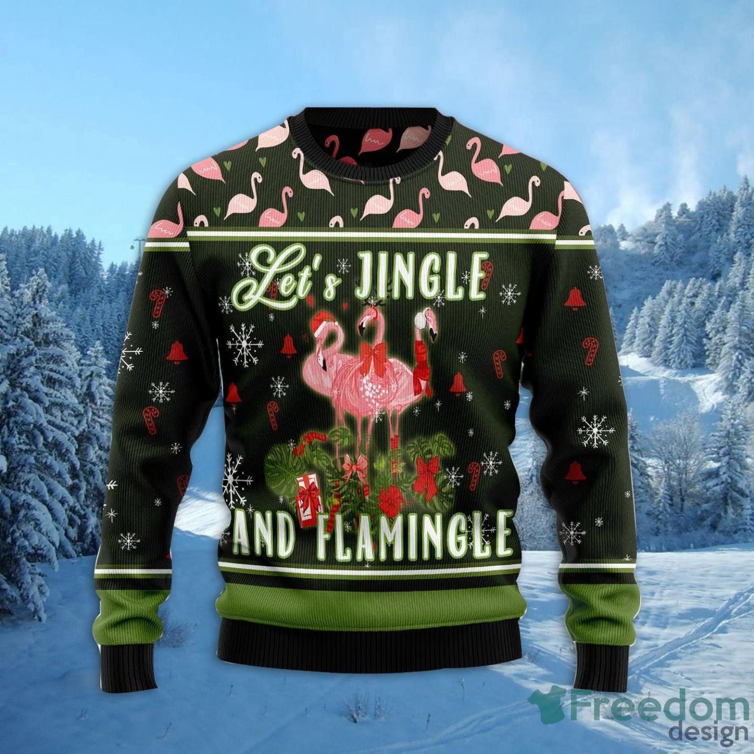 Lets Jingle And Flamingle All Over Printed 3D Ugly Christmas Sweater Christmas Gift For Men And Women Product Photo 2