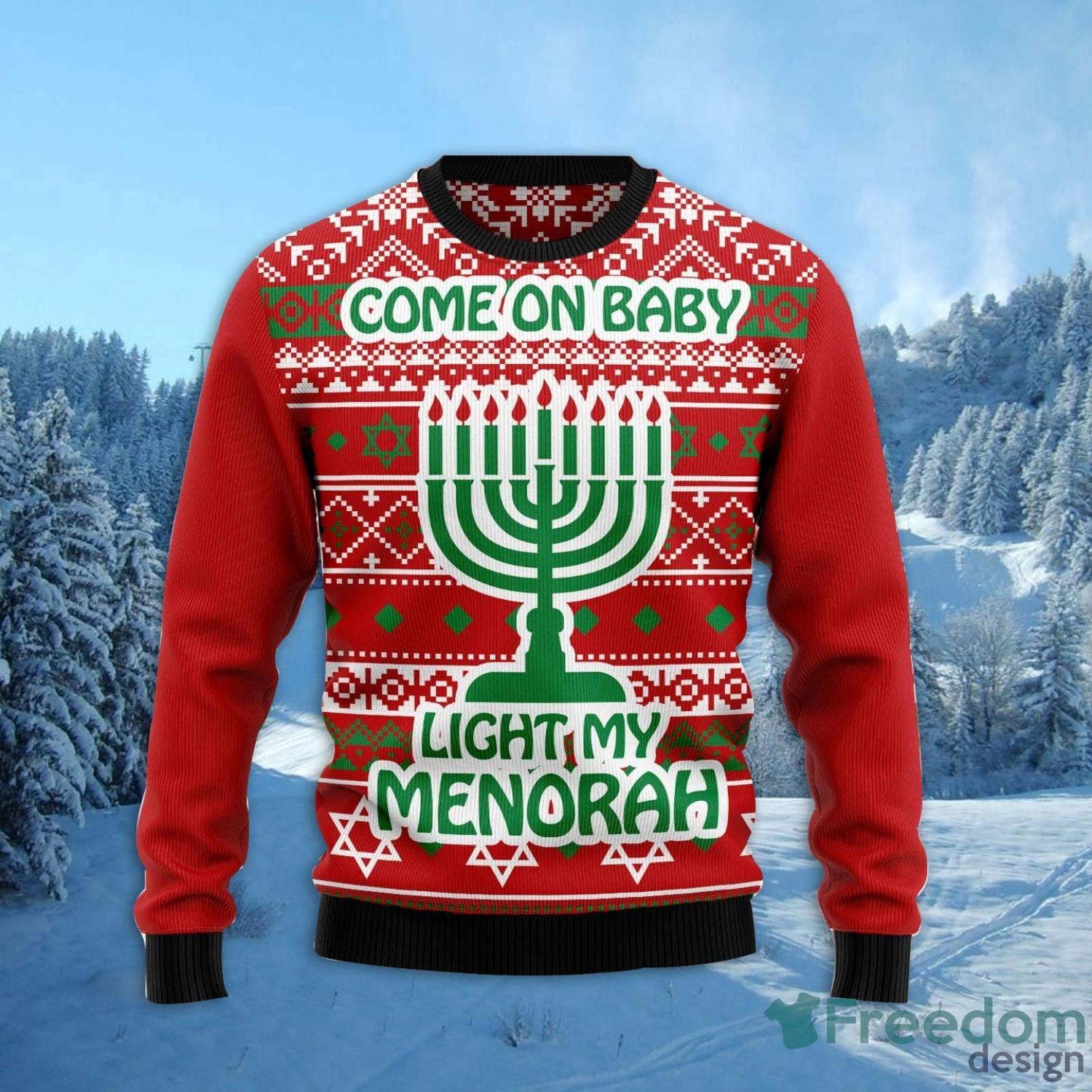 Light My Menorah All Over Printed 3D Ugly Christmas Sweater Christmas Gift For Men And Women Product Photo 1