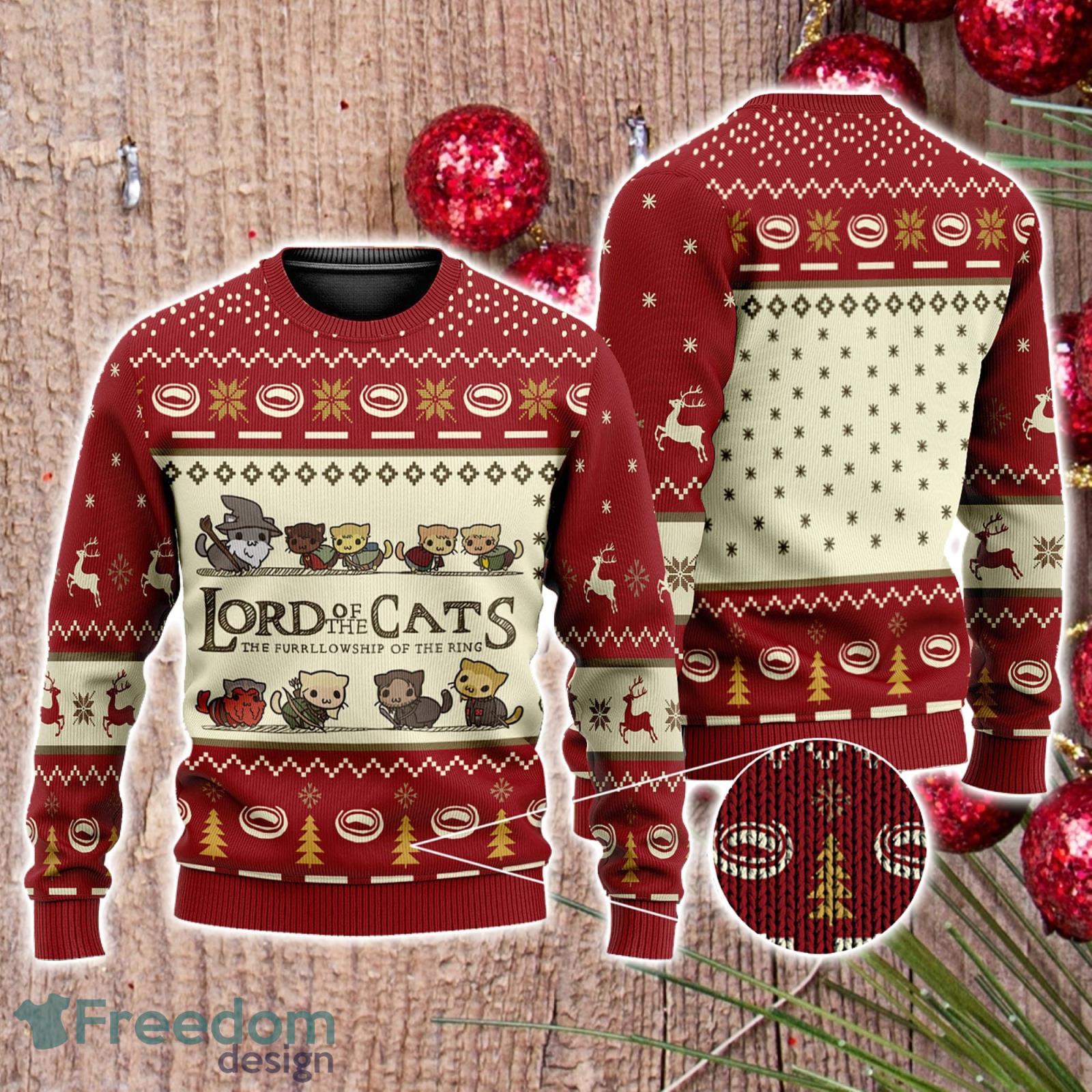 Lord Of The Cats Fellowship 3D All Over Printed Christmas Ugly Sweater Men And Women Gift Product Photo 1