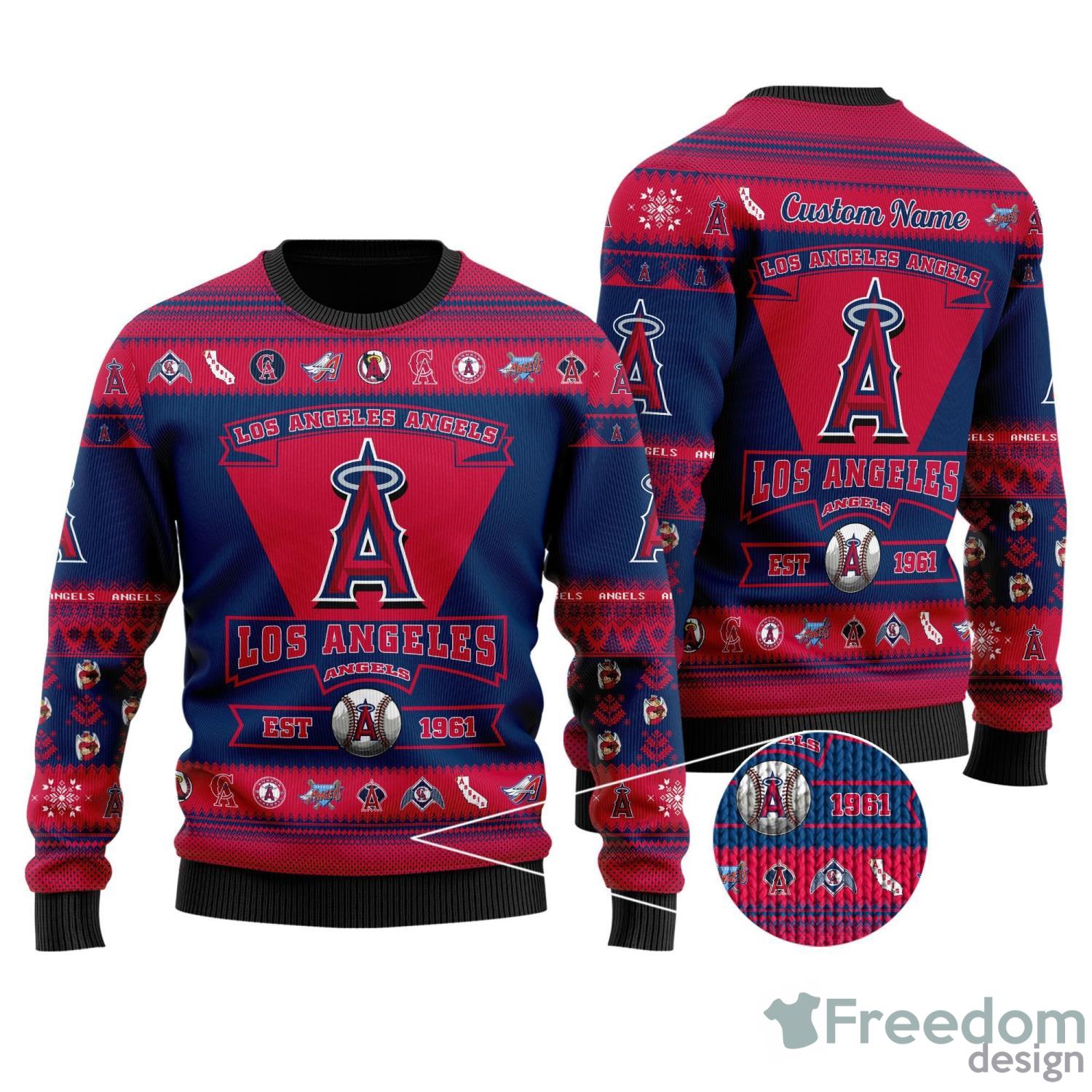 Los Angeles Dodgers Football Team Logo Personalized Name Christmas AOP Sweater  Christmas Gift Sweater - Freedomdesign