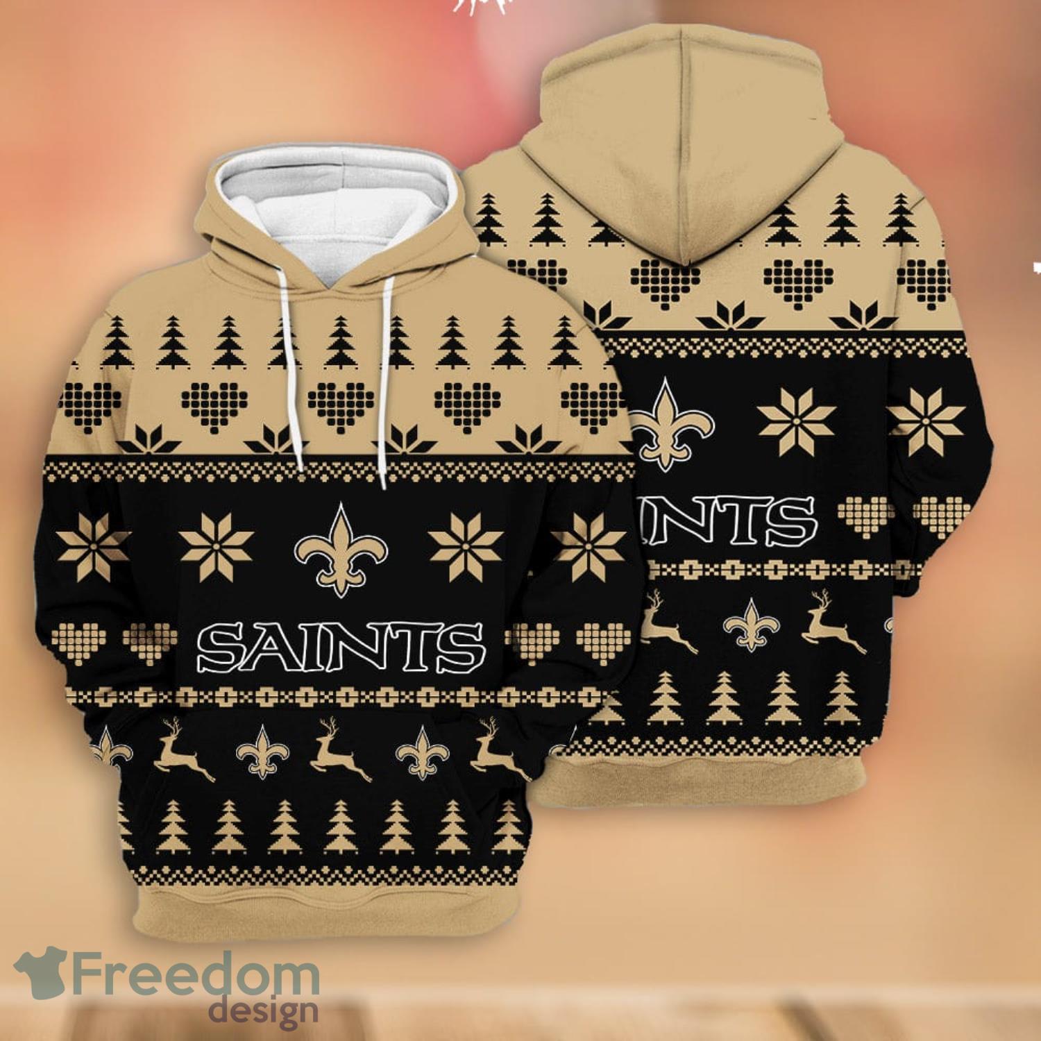 Merry Christmas 2023 Heart Pattern New Orleans Saints New Trends 3D Hoodie  Christmas Gift For Men And Women - Freedomdesign