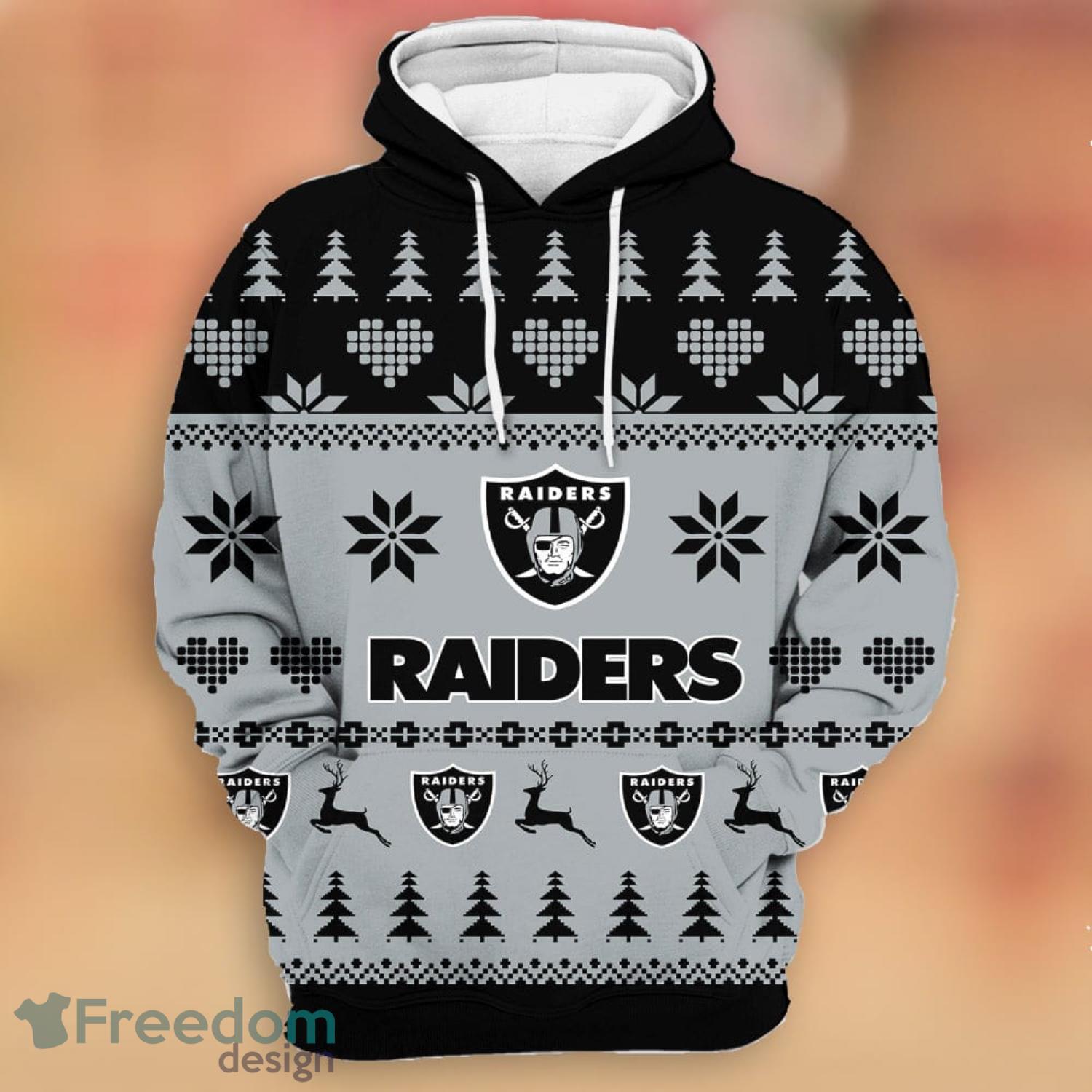 Las Vegas Raiders Christmas 3D Pullover Hoodie For Men Women