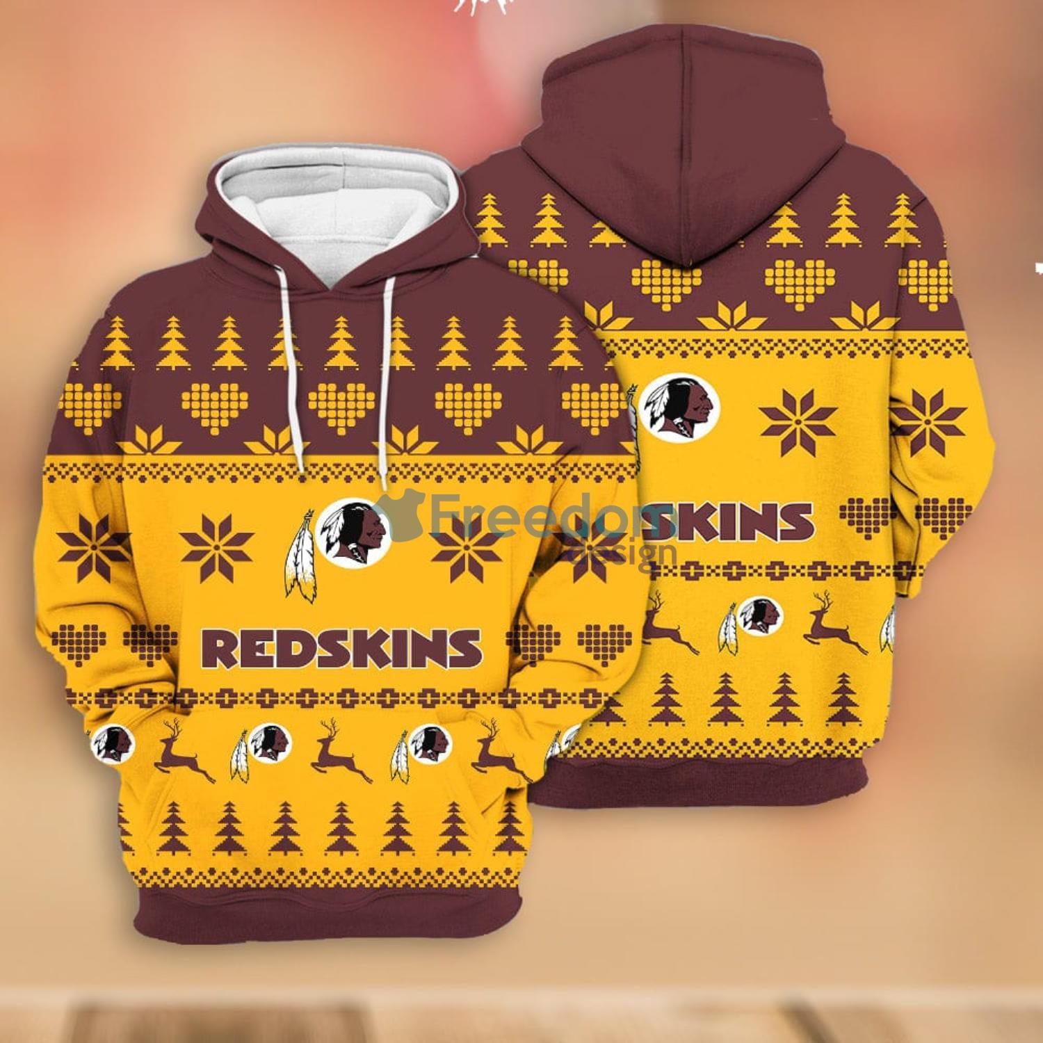 Merry Christmas 2023 Heart Pattern Washington Redskins New Trends 3D Hoodie  Christmas Gift For Men And Women - Freedomdesign