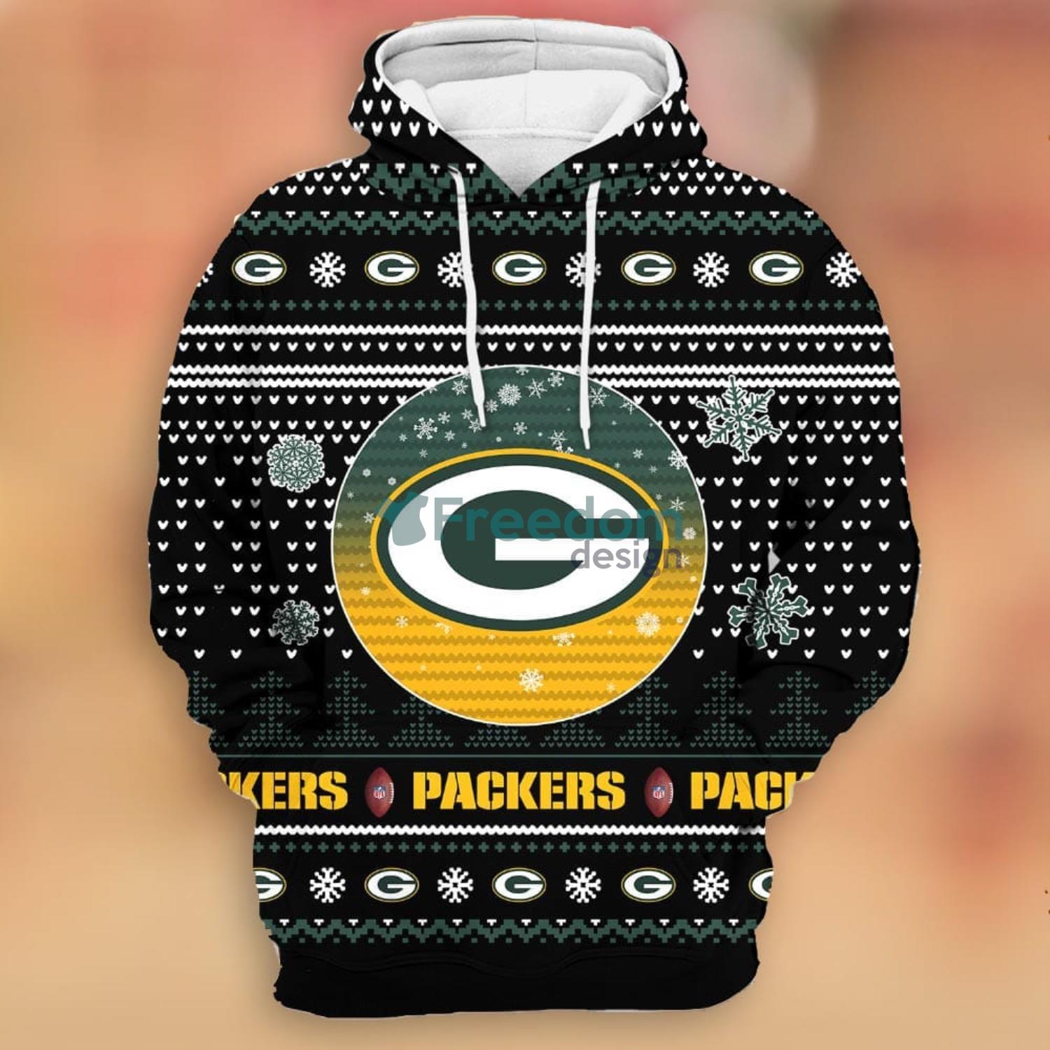 Merry Christmas 2023 Heart Pattern Green Bay Packers New Trends 3D Hoodie  Christmas Gift For Men And Women - Freedomdesign