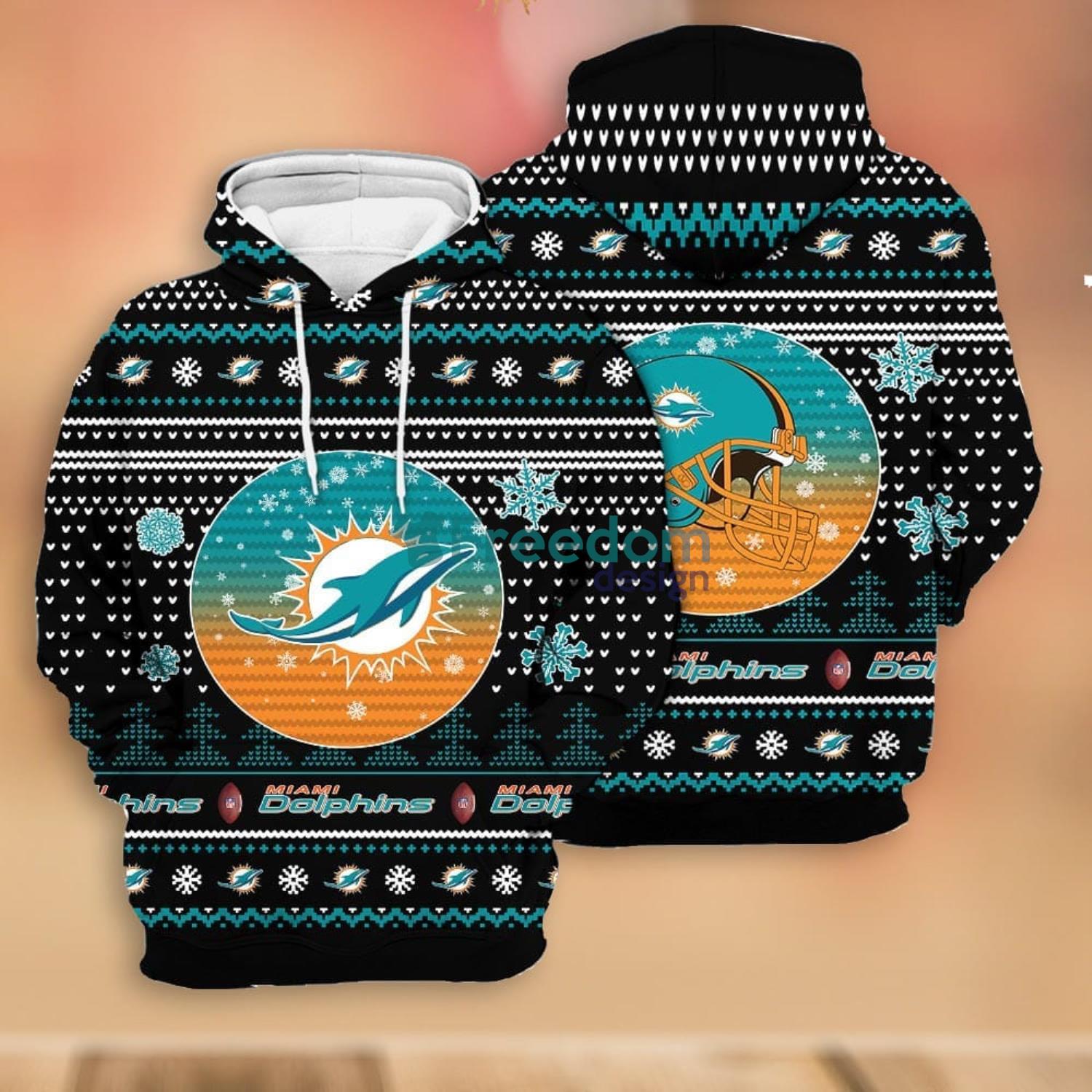 NFL Miami Dolphins Zipper Sweatshirt For Men 3D Hoodie All Over