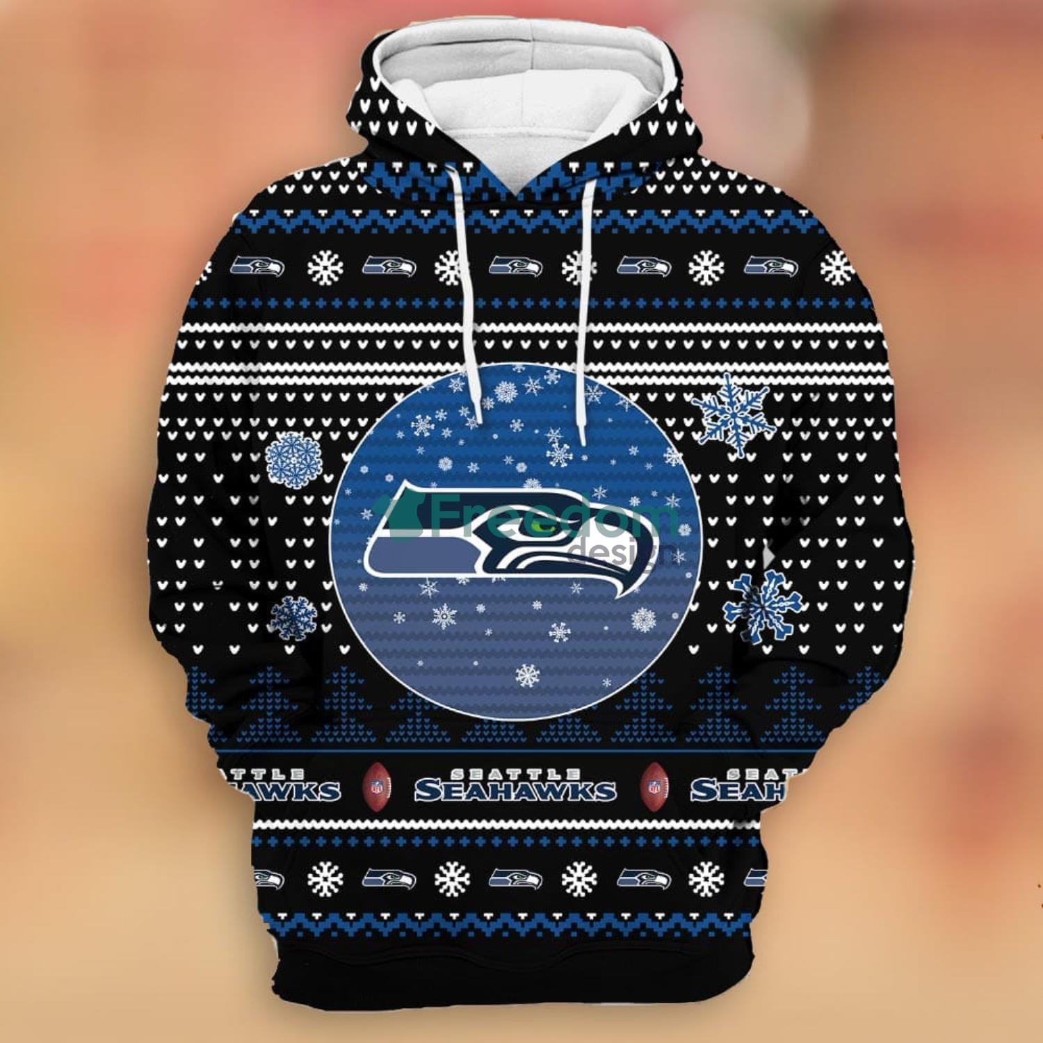 Merry Christmas 2023 Heart Pattern Seattle Seahawks New Trends 3D Hoodie  Christmas Gift For Men And Women