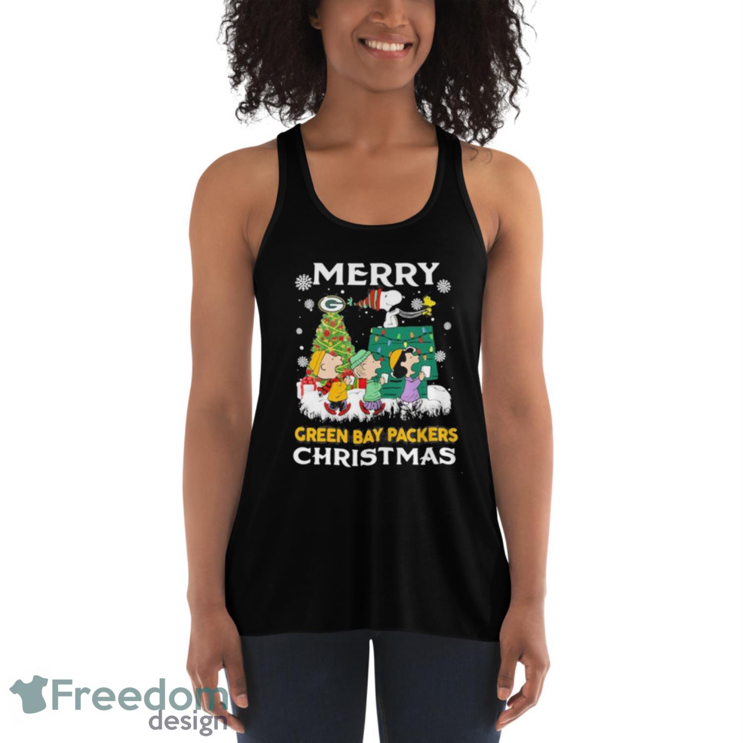 Merry Green Bay Packers Christmas Snoopy Shirt - Womens Flowy Racerback Tank Merry Green Bay Packers Christmas Snoopy Shirt - Womens Flowy Racerback Tank