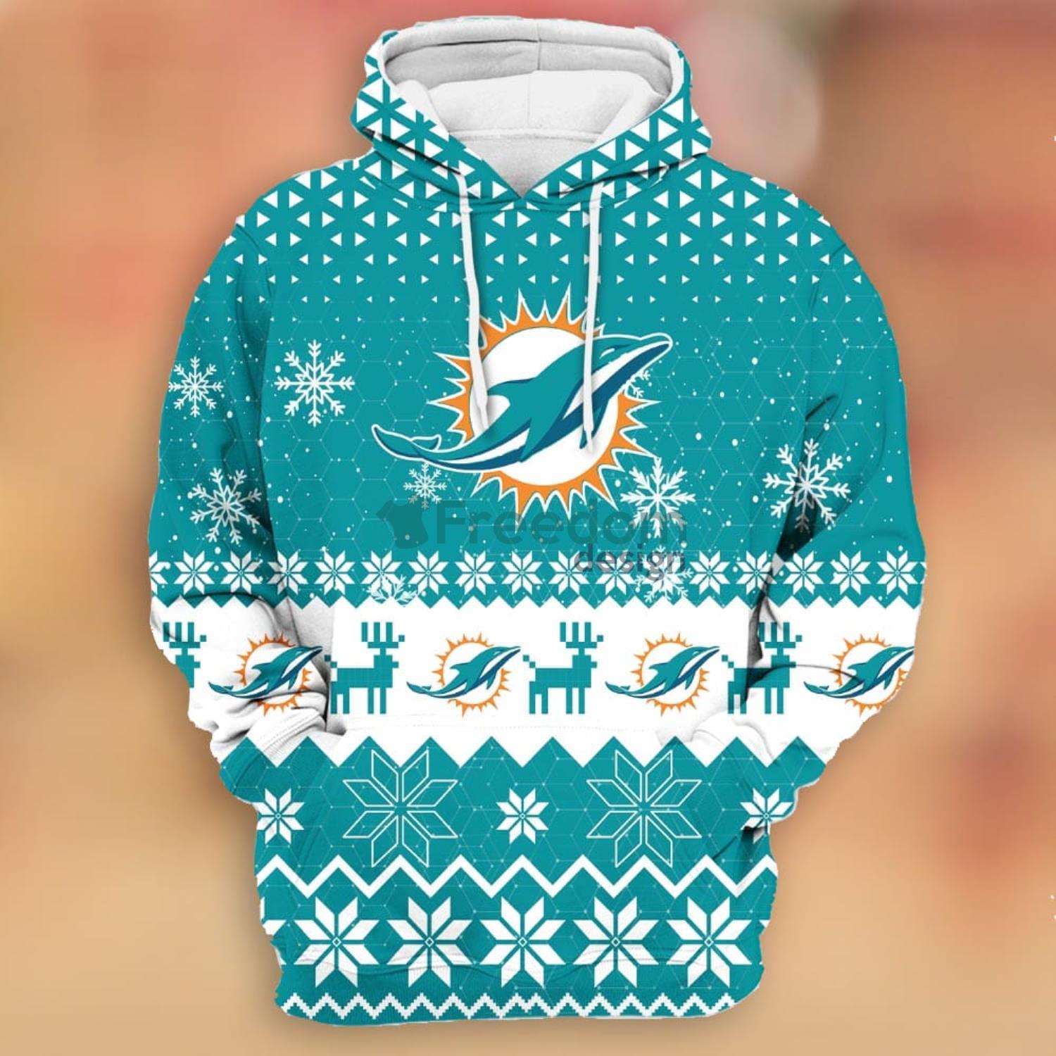 NFL Miami Dolphins Zipper Sweatshirt For Men 3D Hoodie All Over