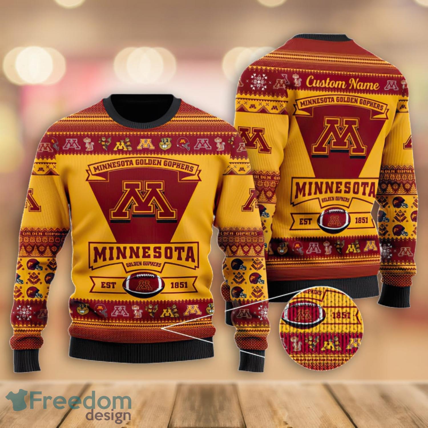 Minnesota Golden Gophers Football Team Logo Custom Christmas Gift All Over Print Ugly Christmas Sweater Product Photo 1