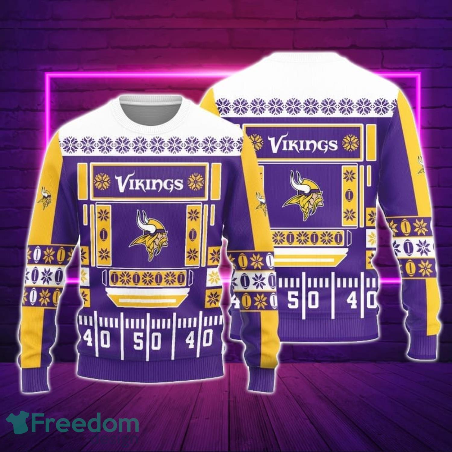 Christmas Gift Minnesota Vikings Christmas Snowflakes Pattern 3D Ugly Christmas  Sweater For Men And Women