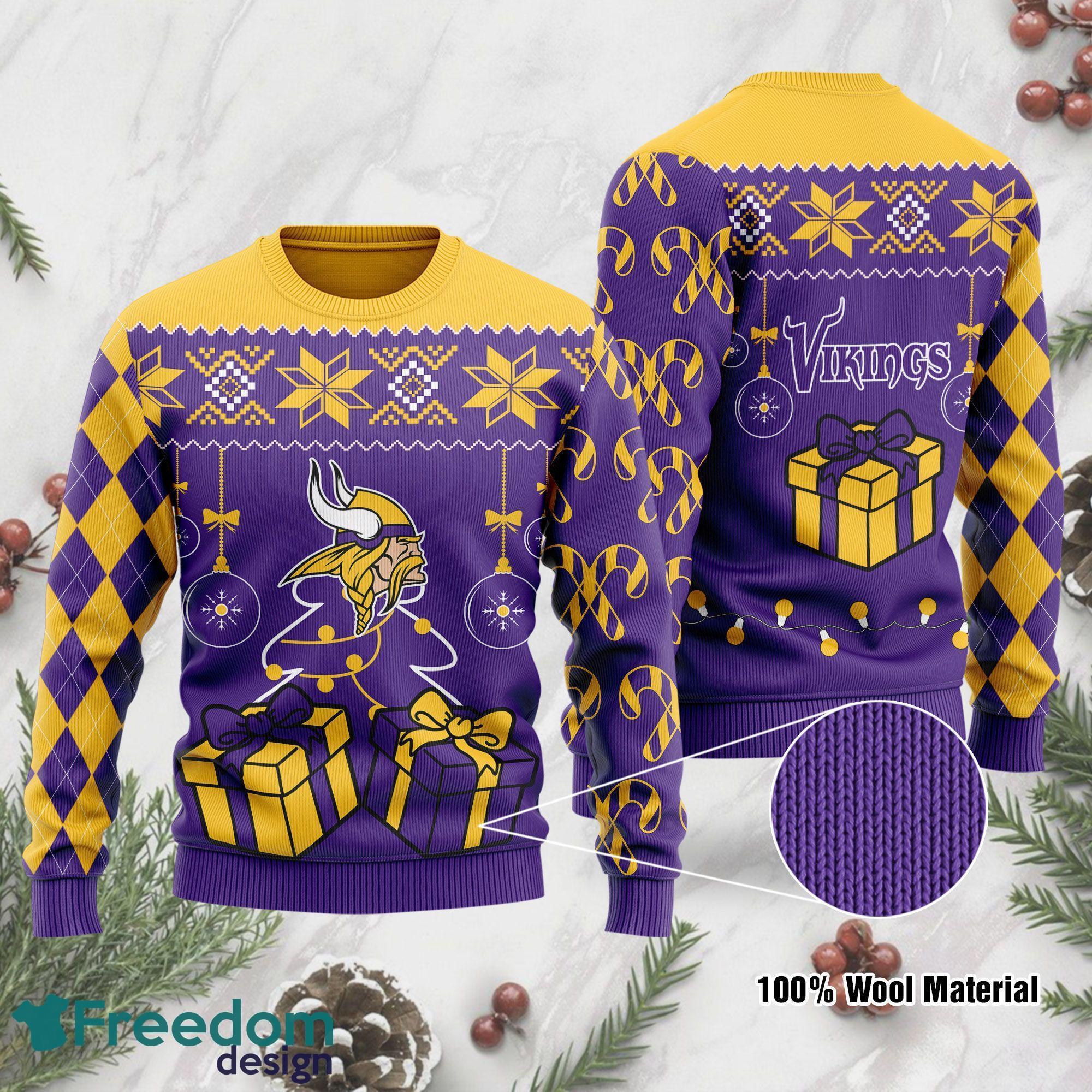 Men's Purple/Gold Minnesota Vikings Ugly Sweater Knit Polo