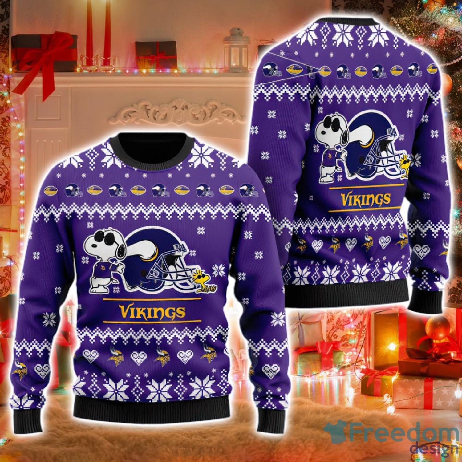 NFL Fans Minnesota Vikings Snoopy Dog Logo Ugly Christmas Sweater For Men  And Women - Freedomdesign