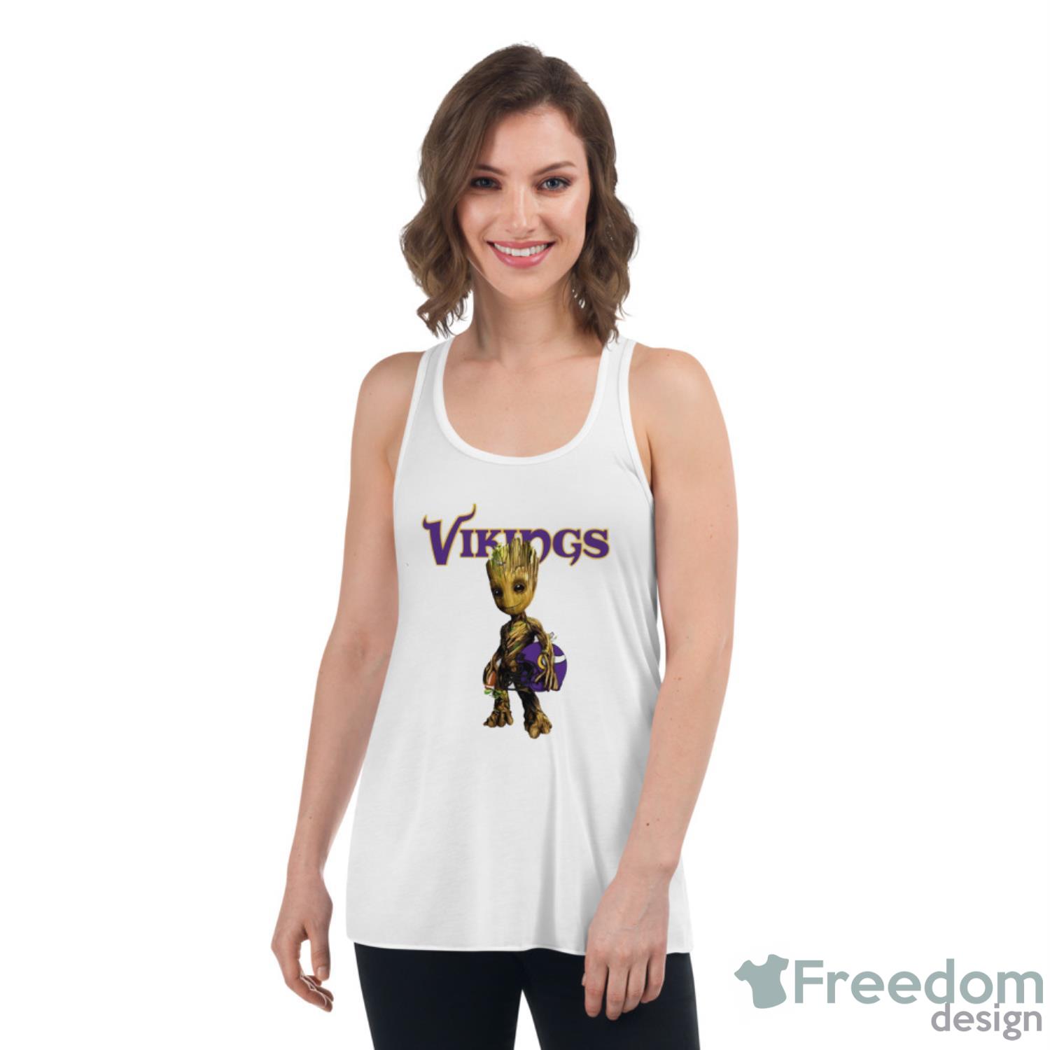 minnesota-vikings-nfl-football-groot-marvel-guardians-of-the-galaxy-t-shirt-3.jpeg Minnesota Vikings NFL Football Groot Marvel Guardians Of The Galaxy T Shirt - Women's Flowy Racerback Tank