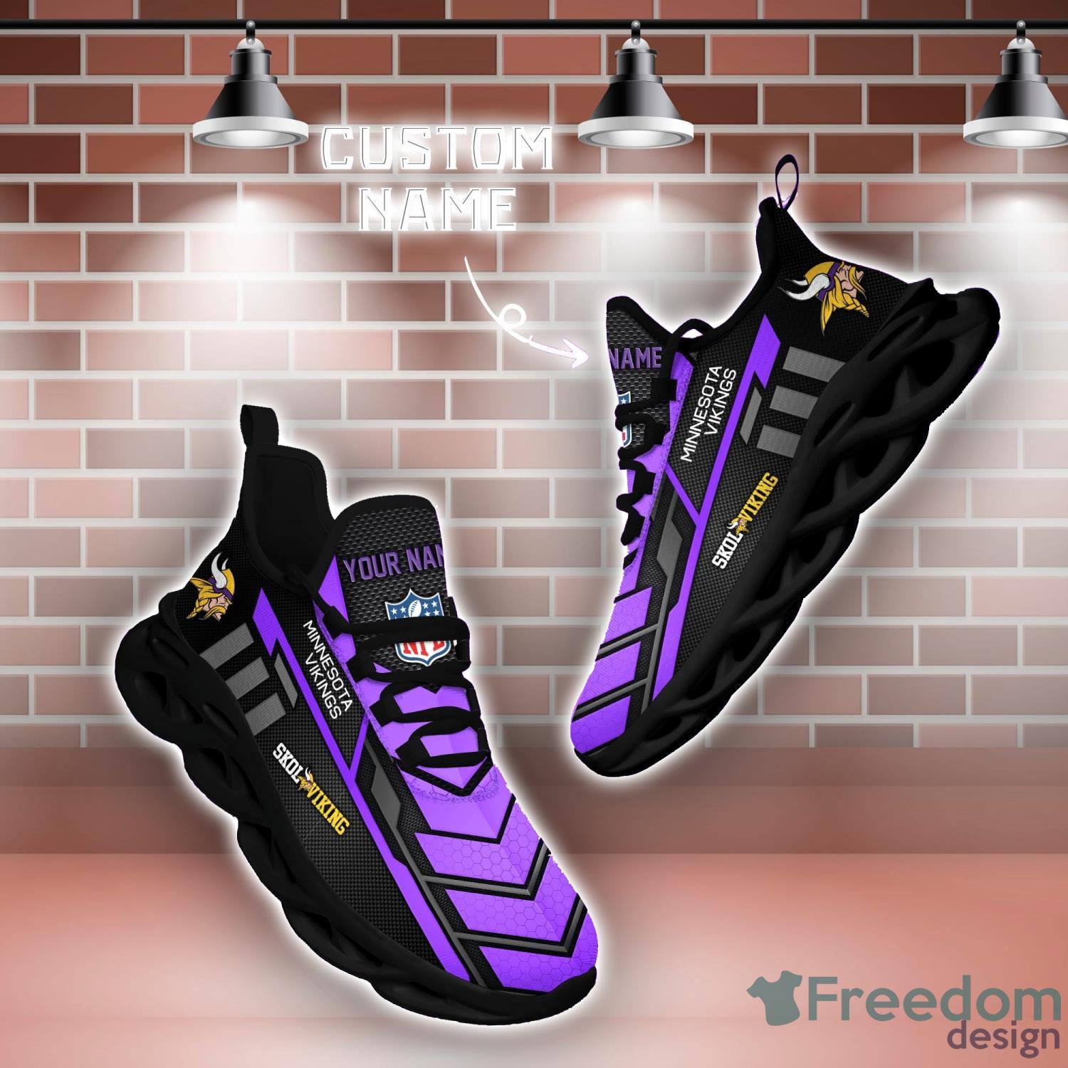 Minnesota Vikings Personalized Name NFL Ultra Sneakers Max Soul Shoes -  Freedomdesign