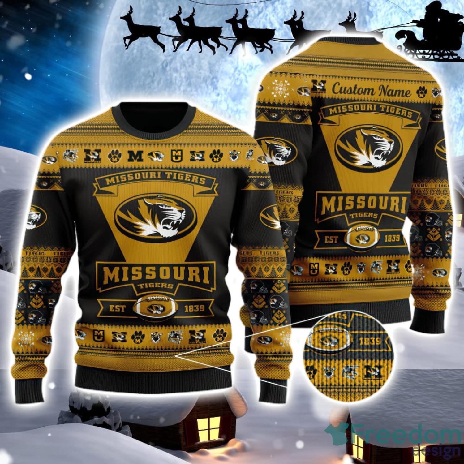 Missouri Tigers Logo Custom Name For Football Fans Ugly Christmas Sweater Christmas Gift Product Photo 1