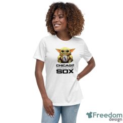 MLB Baseball Chicago White Sox Star Wars Baby Yoda Sport Gift T- Shirt - Women's Relaxed Short Sleeve Jersey Tee