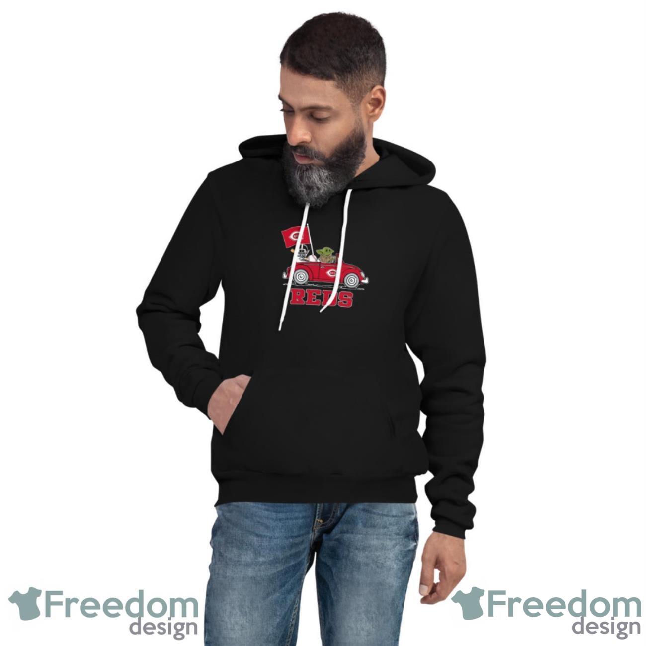 MLB Baseball Cincinnati Reds Darth Vader Baby Yoda Driving Star Wars Shirt T Shirt - Unisex Fleece Pullover Hoodie