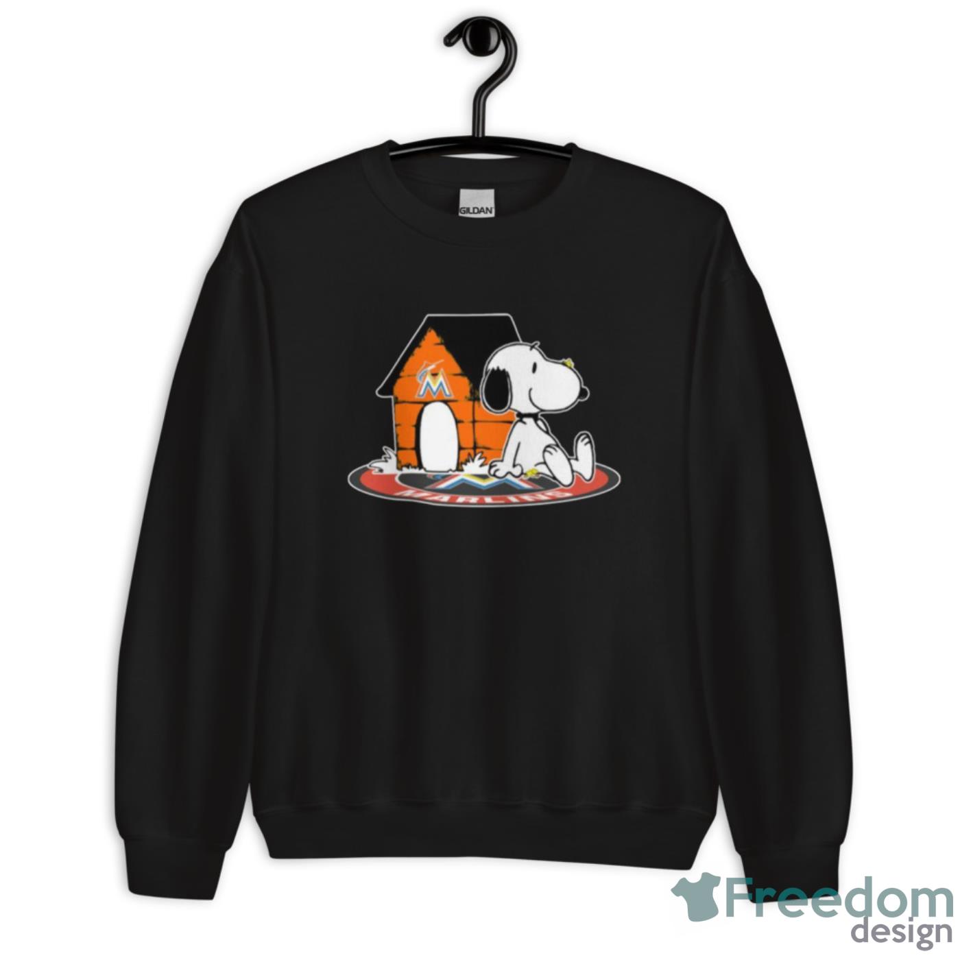 MLB Baseball Miami Marlins Snoopy The Peanuts Movie Shirt T Shirt image MLB Baseball Miami Marlins Snoopy The Peanuts Movie Shirt T Shirt - Unisex Heavy Blend Crewneck Sweatshirt