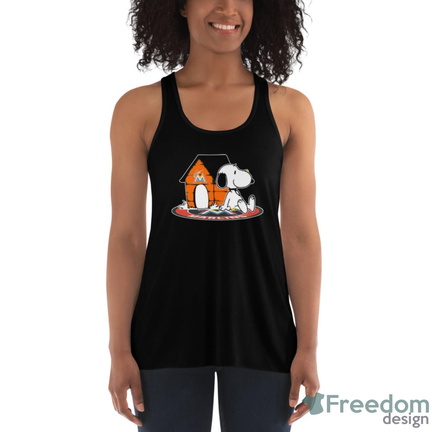 MLB Baseball Miami Marlins Snoopy The Peanuts Movie Shirt T Shirt - Womens Flowy Racerback Tank MLB Baseball Miami Marlins Snoopy The Peanuts Movie Shirt T Shirt - Womens Flowy Racerback Tank