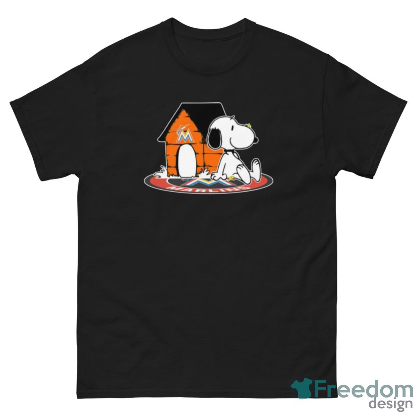 MLB Baseball Miami Marlins Snoopy The Peanuts Movie Shirt T Shirt - G500 Men’s Classic Tee