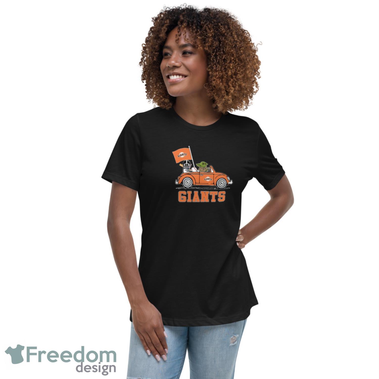MLB Baseball San Francisco Giants Darth Vader Baby Yoda Driving Star Wars Shirt T Shirt - Womens Relaxed Short Sleeve Jersey Tee MLB Baseball San Francisco Giants Darth Vader Baby Yoda Driving Star Wars Shirt T Shirt - Womens Relaxed Short Sleeve Jersey Tee