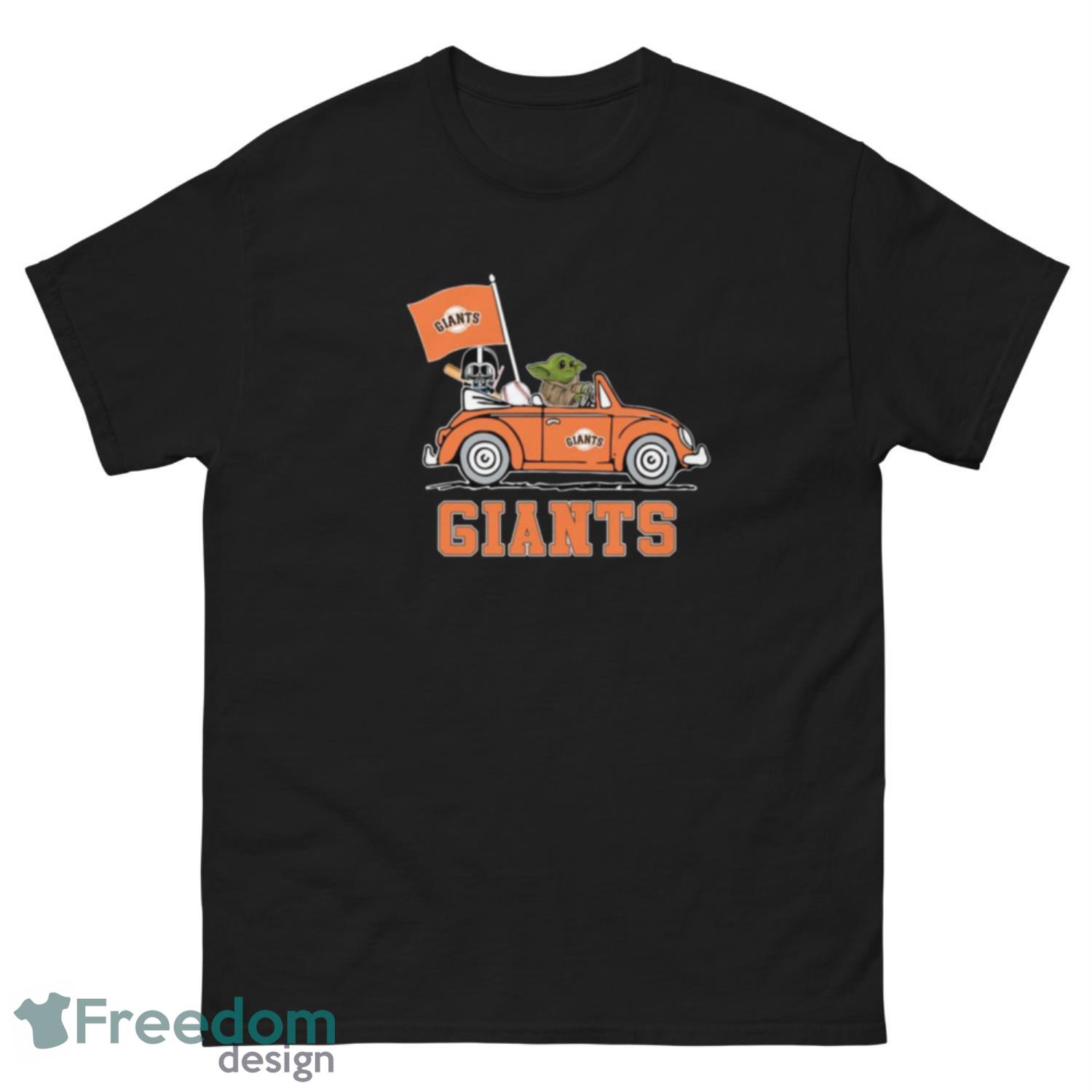 MLB Baseball San Francisco Giants Darth Vader Baby Yoda Driving Star Wars Shirt T Shirt - G500 Men’s Classic Tee