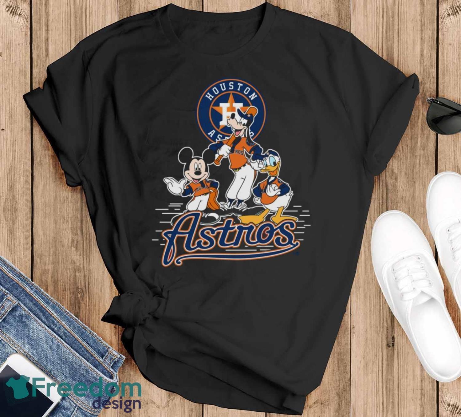 MLB Sport Fans Houston Astros Mickey Mouse Donald Duck Goofy Baseball T Shirt Product Photo 1