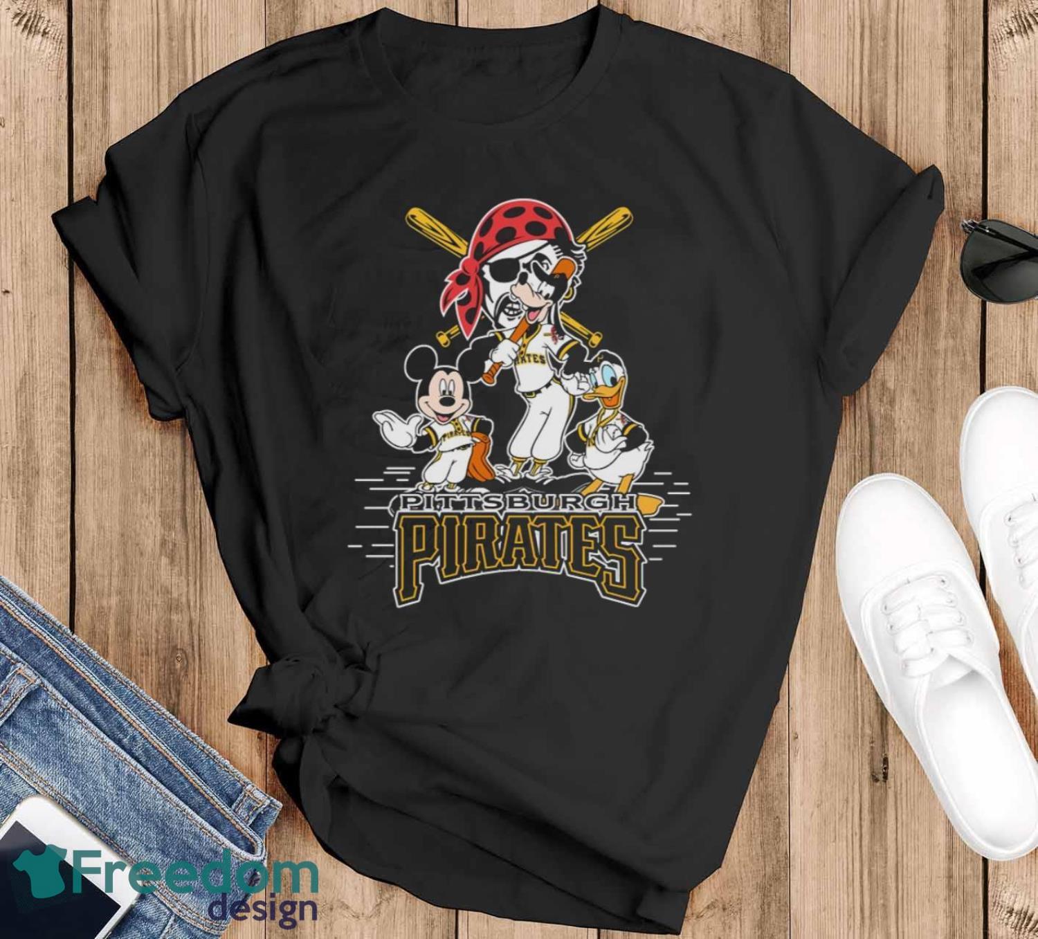 MLB Sport Fans Pittsburgh Pirates Mickey Mouse Donald Duck Goofy Baseball T Shirt Product Photo 1