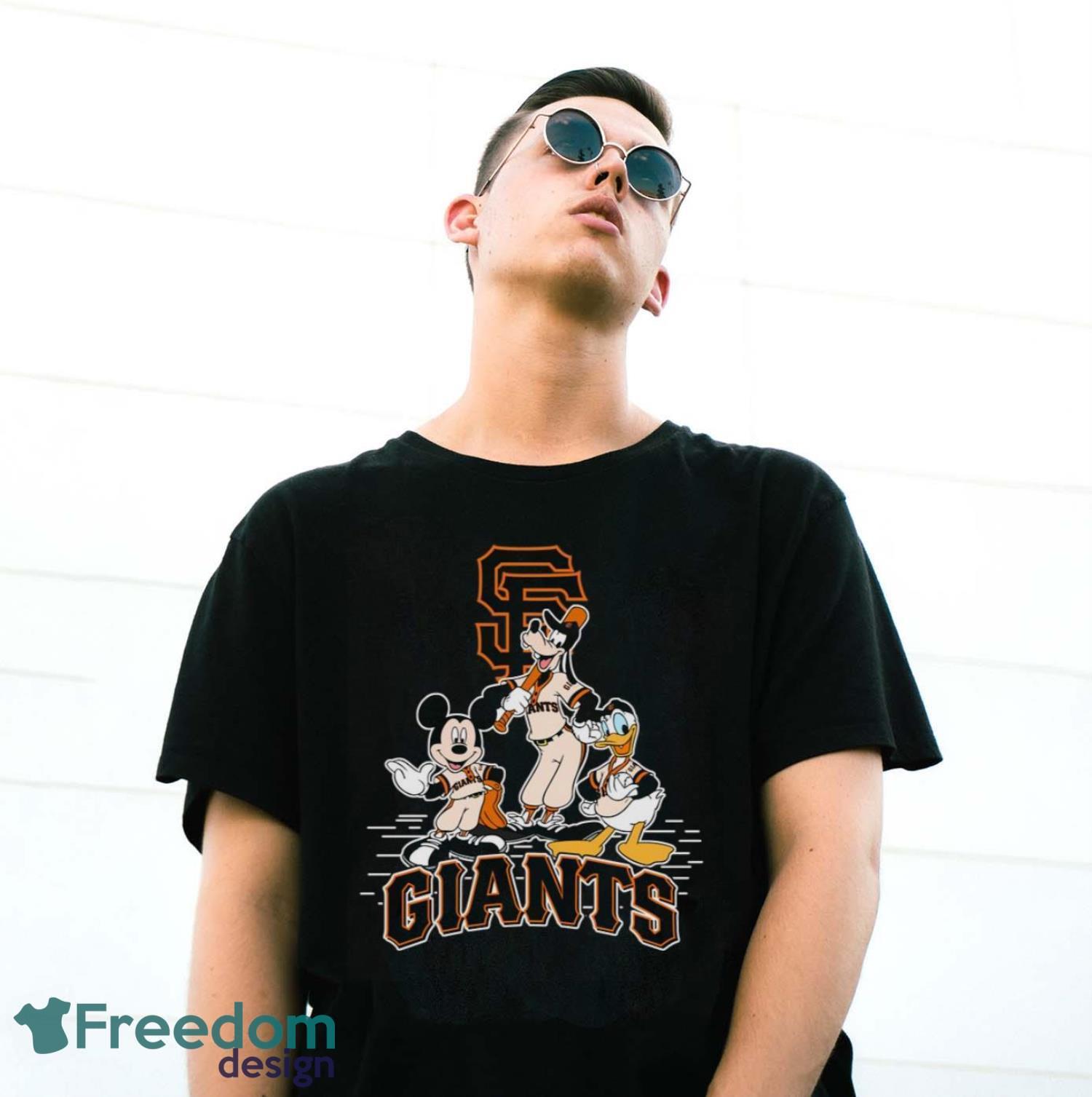 MLB Sport Fans San Francisco Giants Mickey Mouse Donald Duck Goofy Baseball T Shirt Product Photo 2